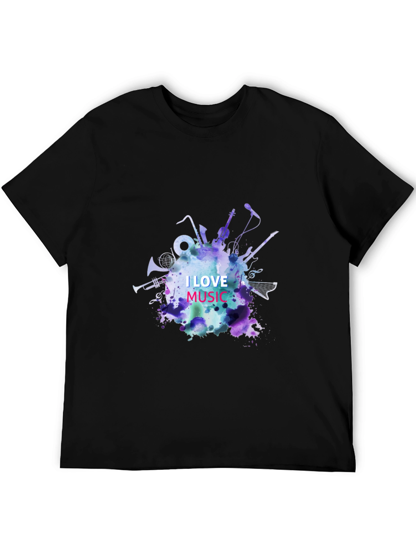 I Love Music Graphic Tee - Black Unisex T-Shirt