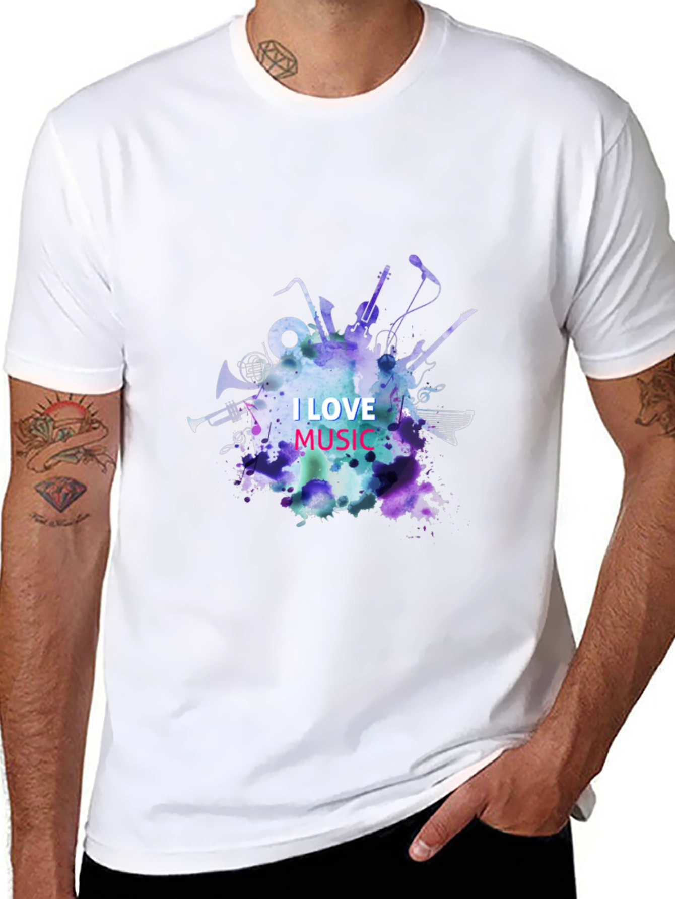 I Love Music Graphic Tee - Black Unisex T-Shirt