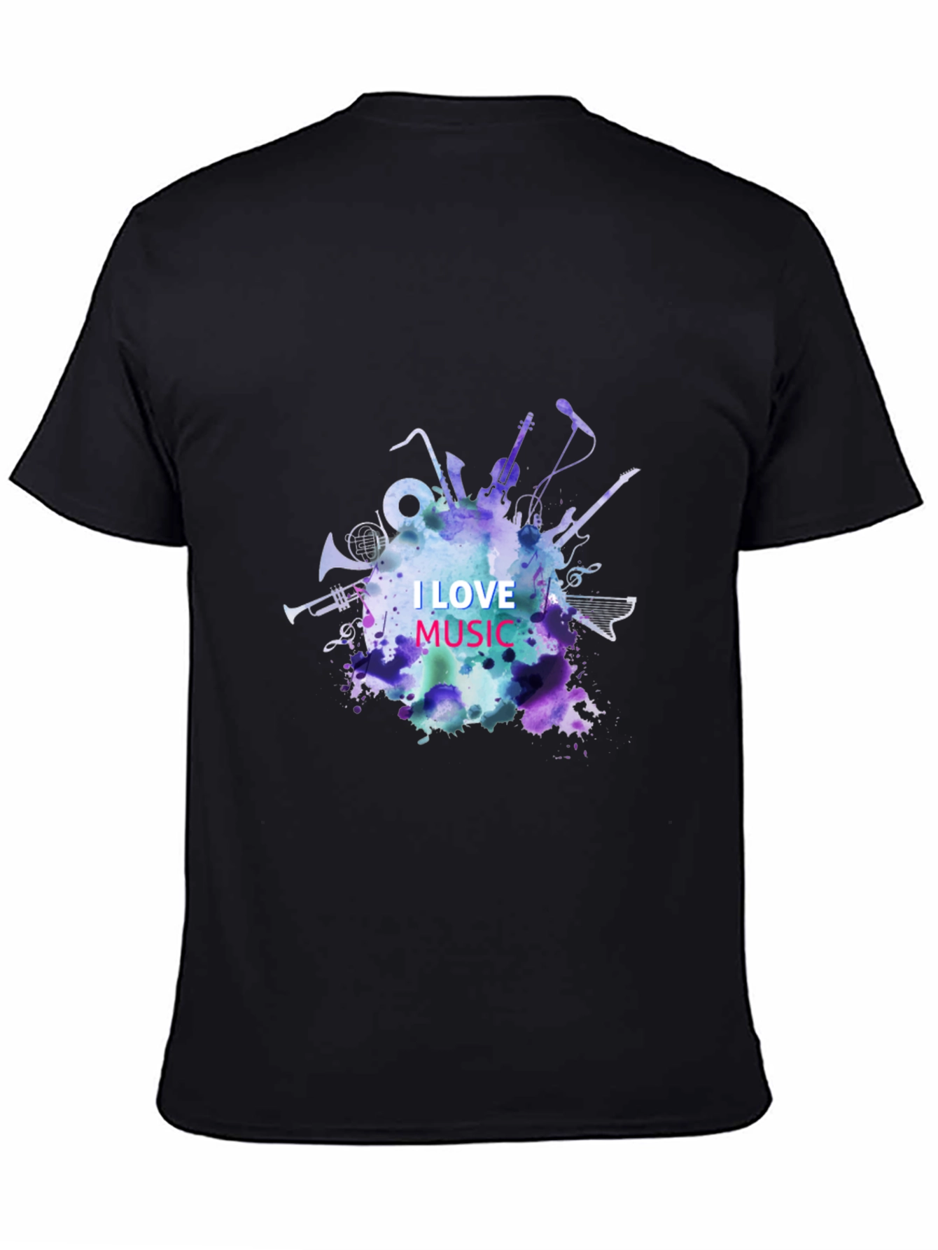 I Love Music Graphic Tee - Black Unisex T-Shirt