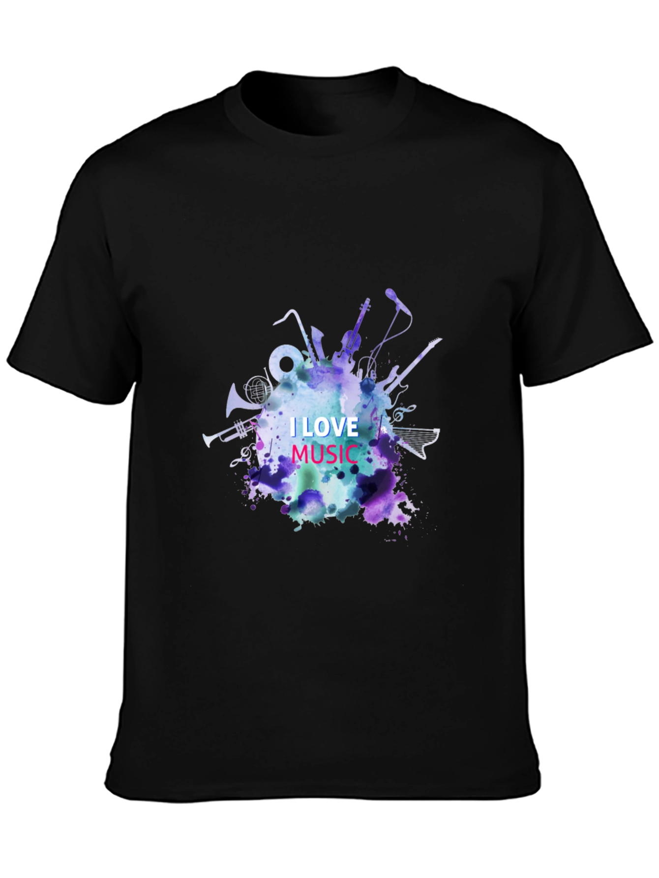 I Love Music Graphic Tee - Black Unisex T-Shirt