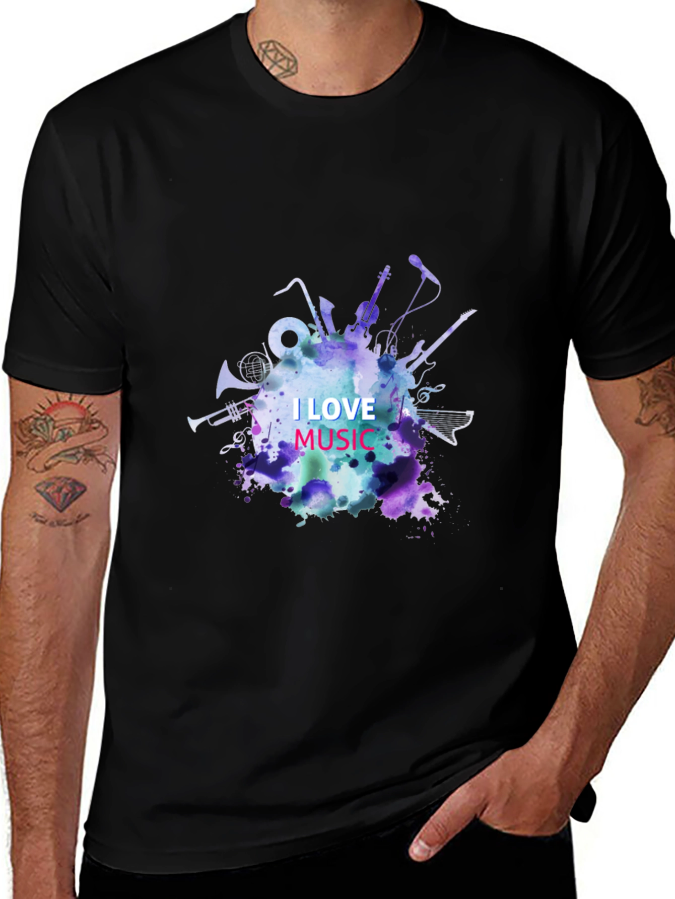 I Love Music Graphic Tee - Black Unisex T-Shirt
