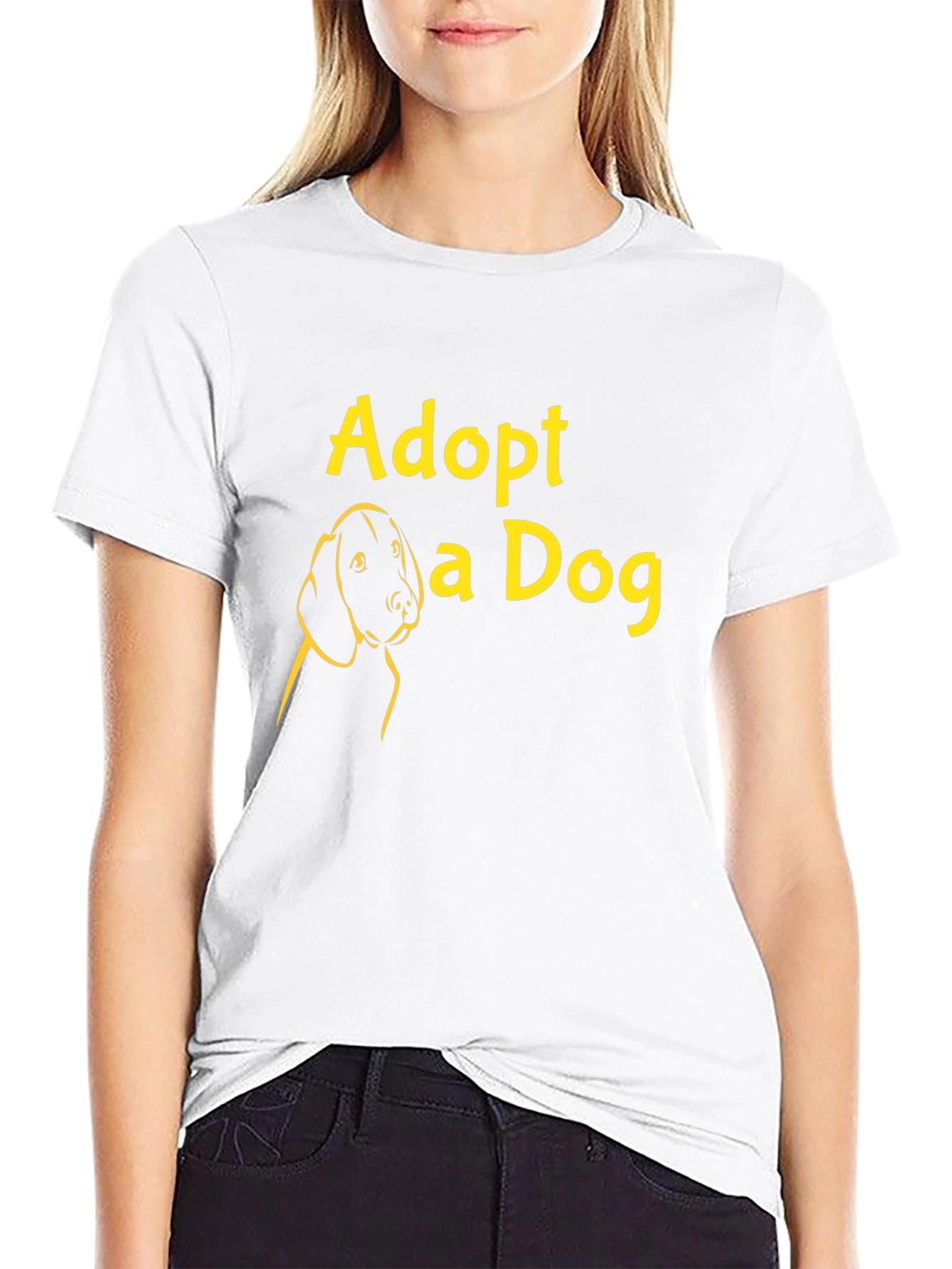 Adopt a Dog Graphic Tee - Black Casual T-Shirt