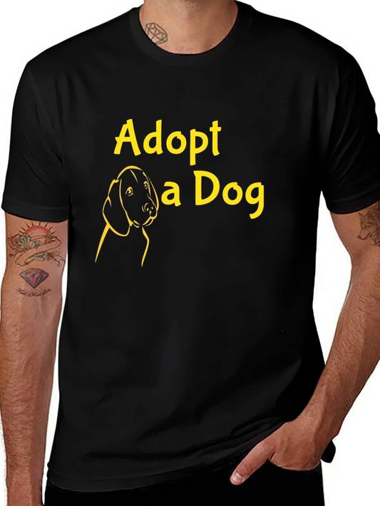 Adopt a Dog Graphic Tee - Black Casual T-Shirt