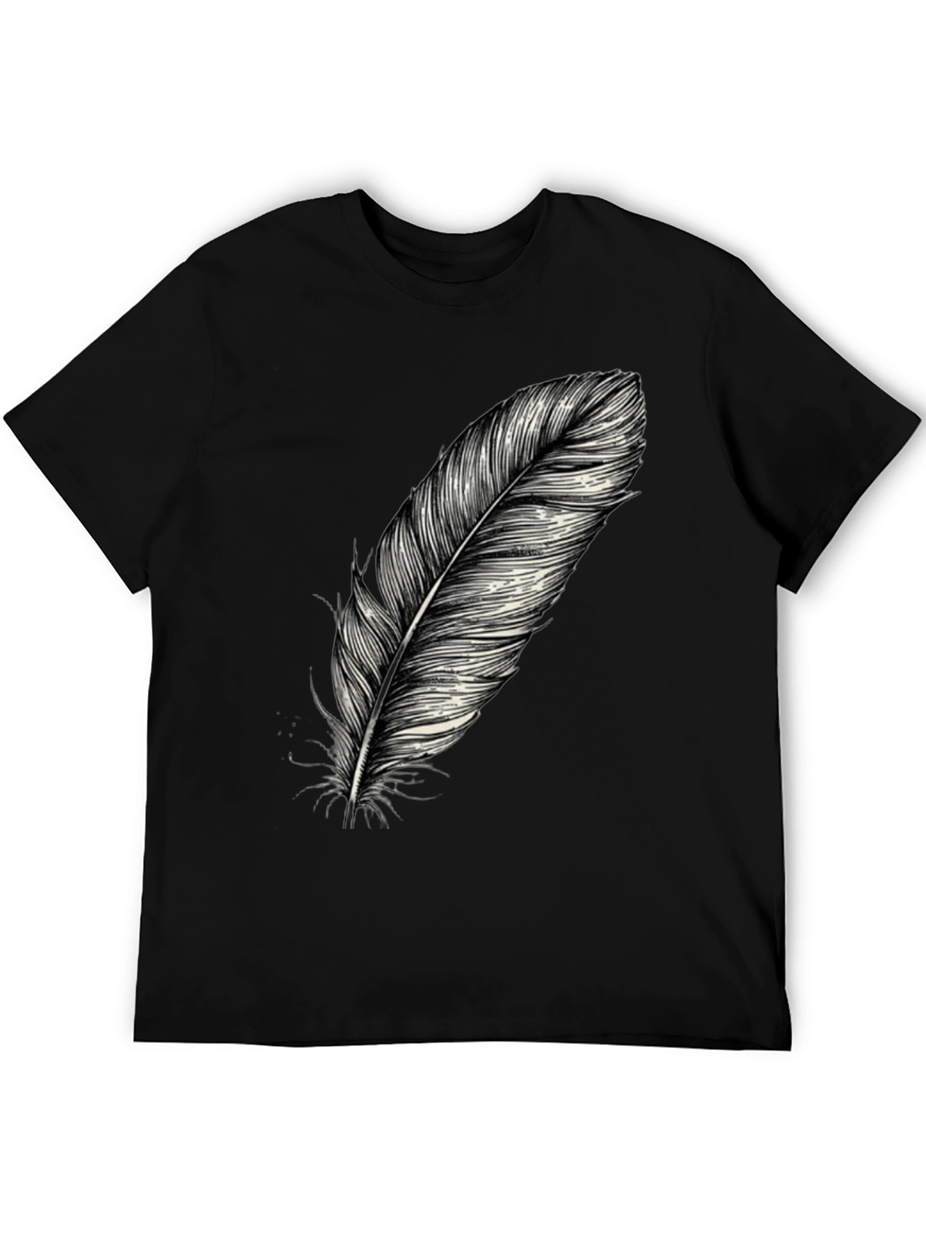 Feather Graphic Print Black T-Shirt