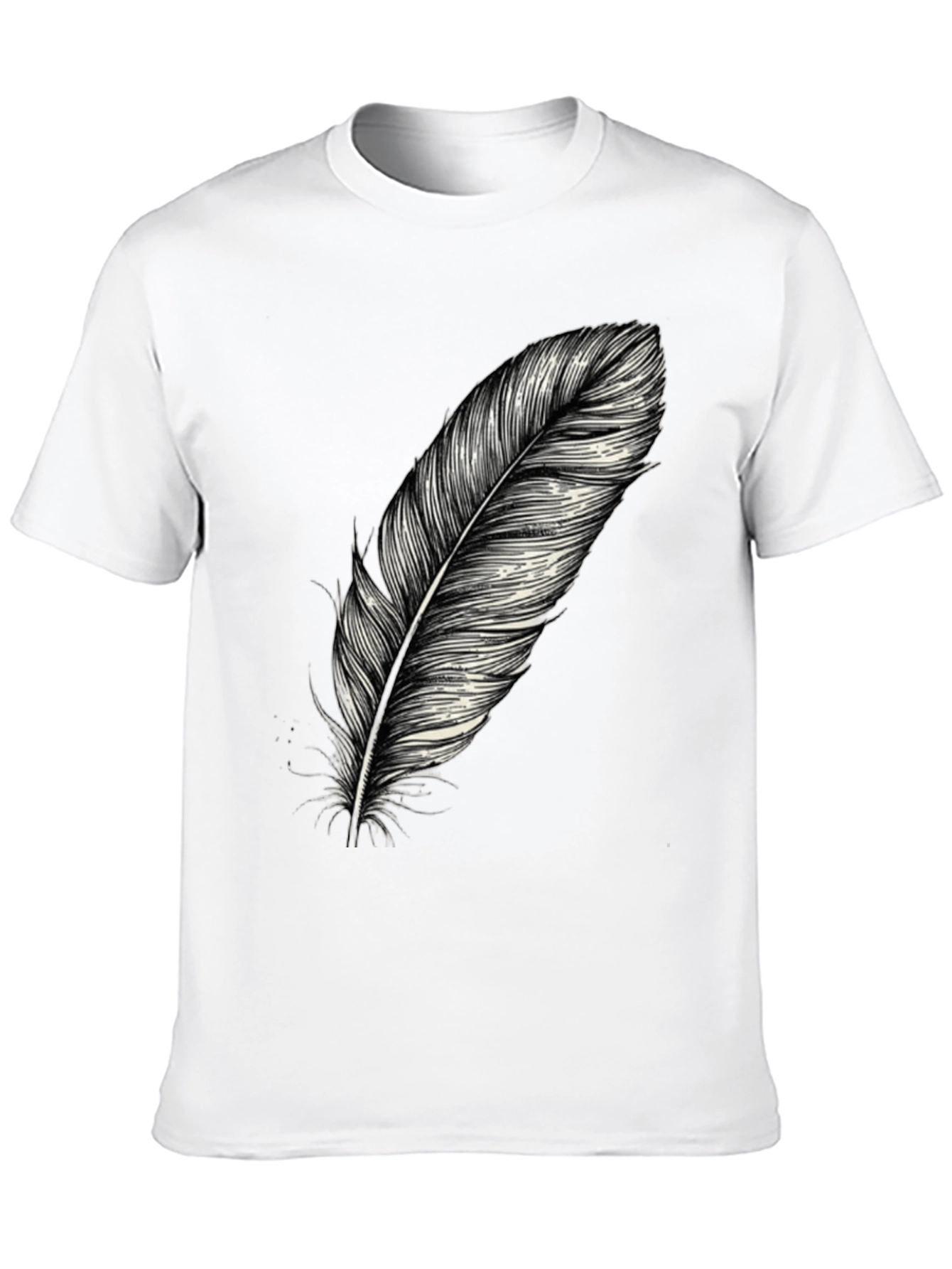 Feather Graphic Print Black T-Shirt