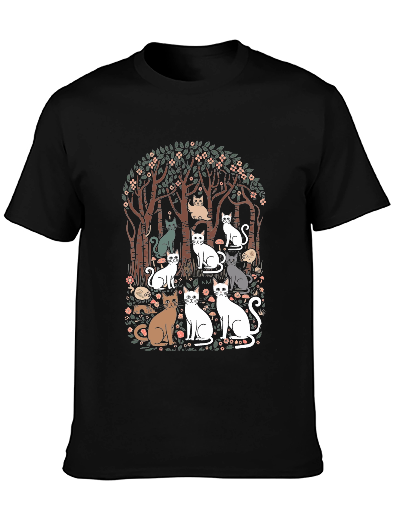 Cats in the Forest Graphic Tee - Black