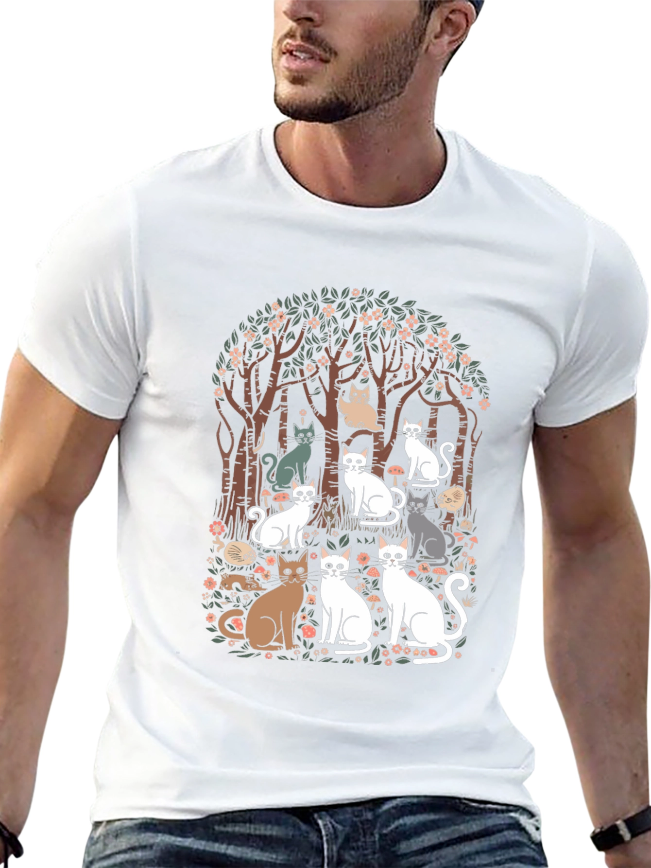 Cats in the Forest Graphic Tee - Black