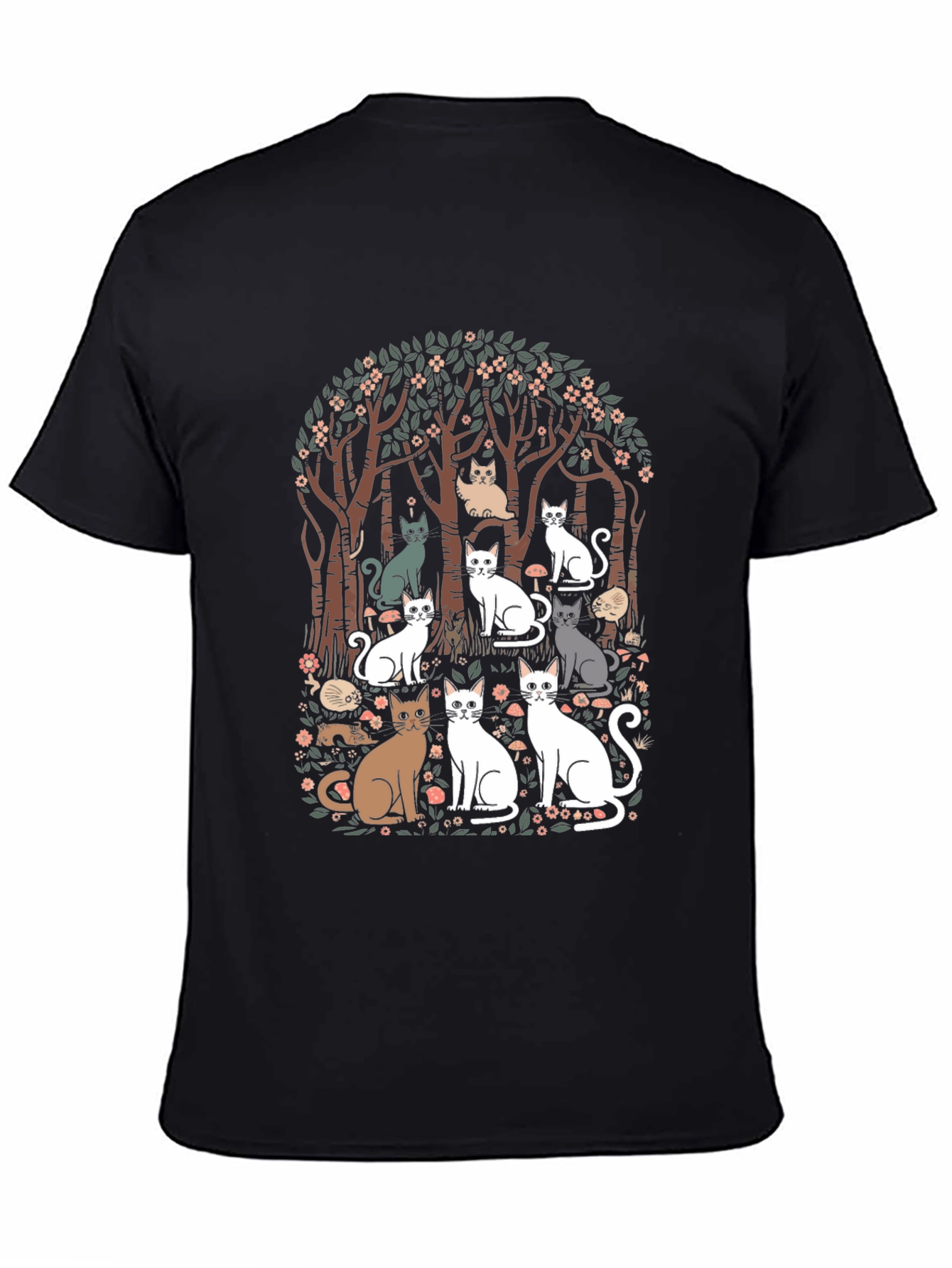 Cats in the Forest Graphic Tee - Black