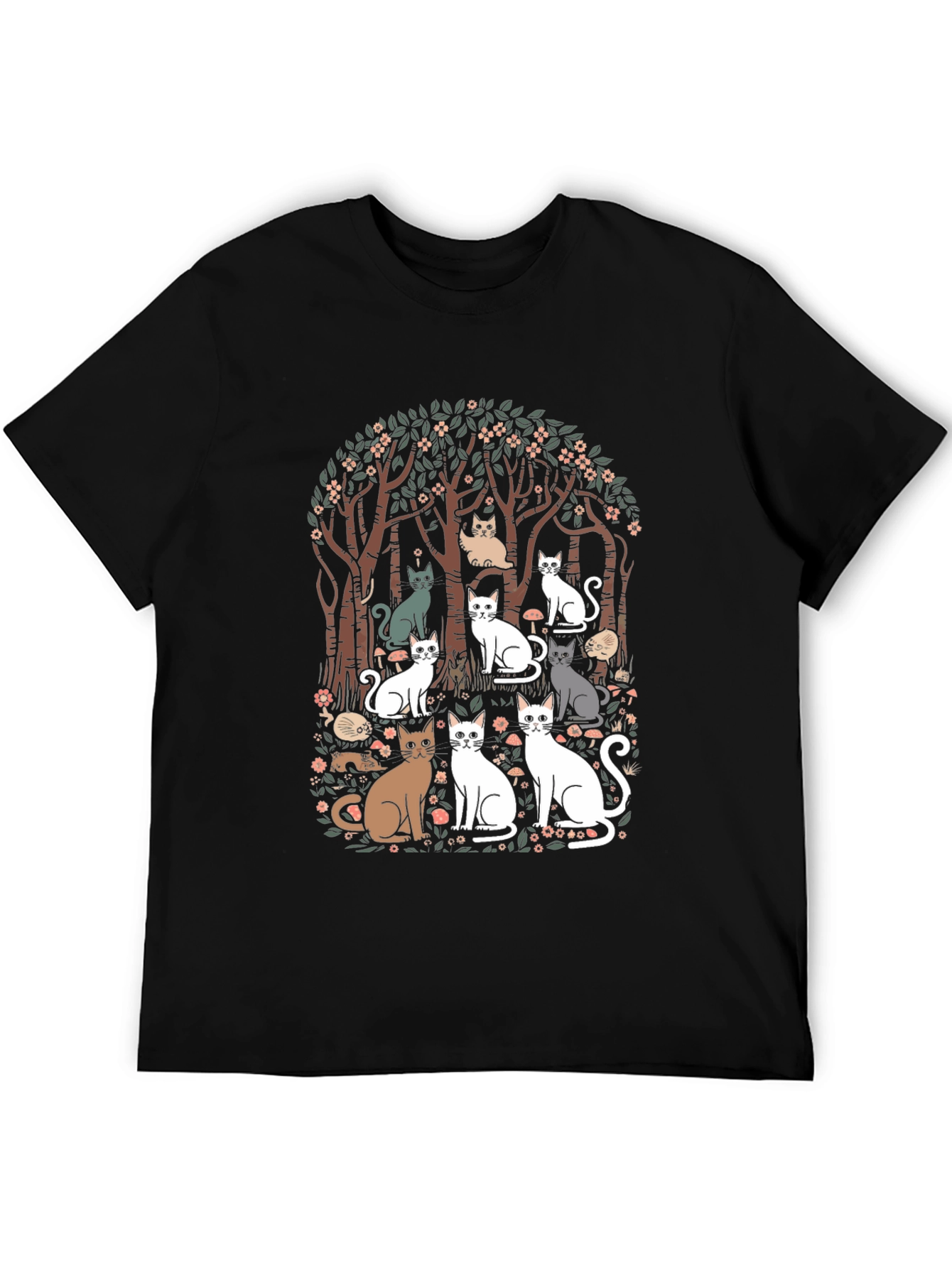 Cats in the Forest Graphic Tee - Black