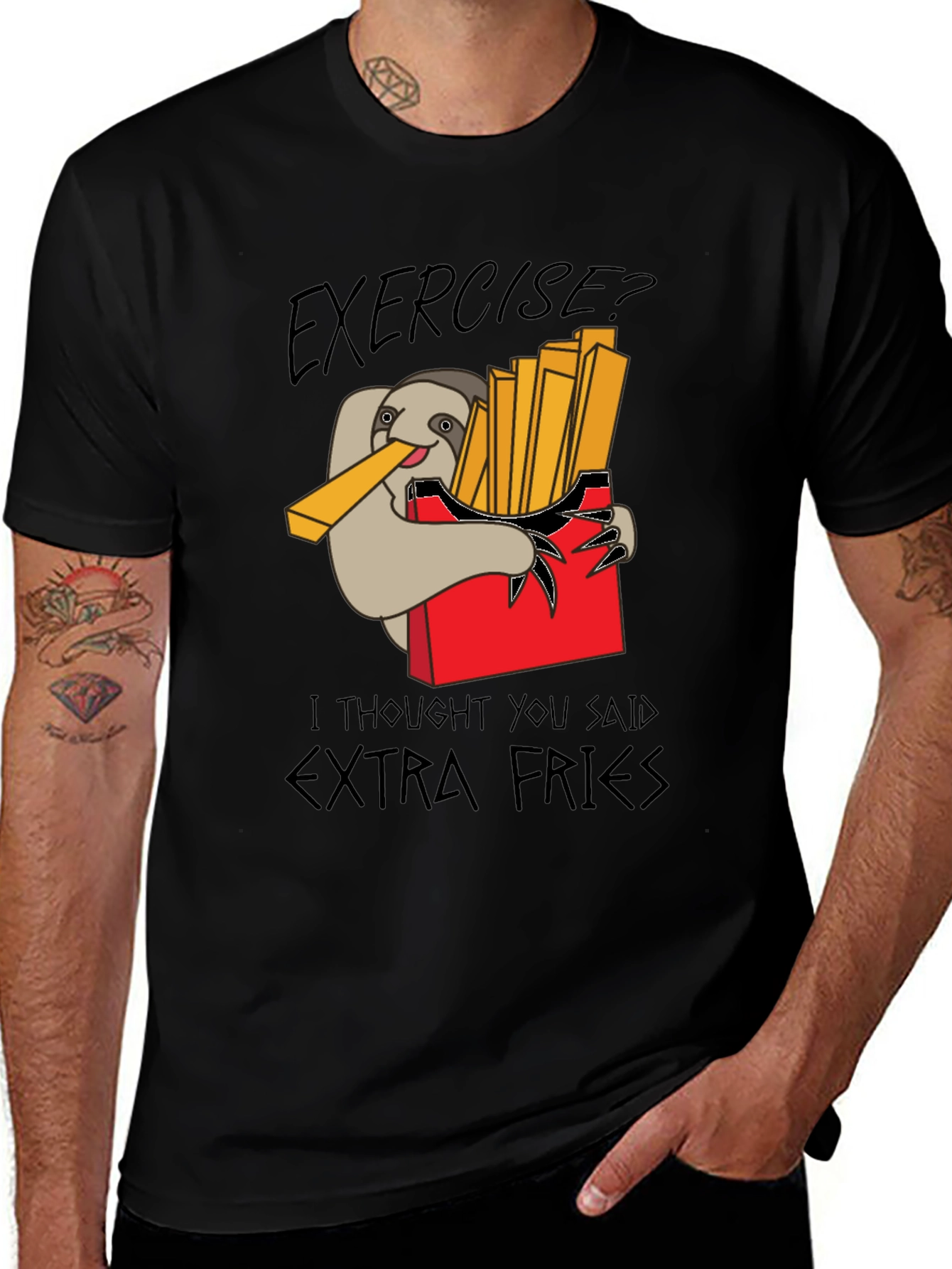 Exercise? Extra Fries Mens T-Shirt