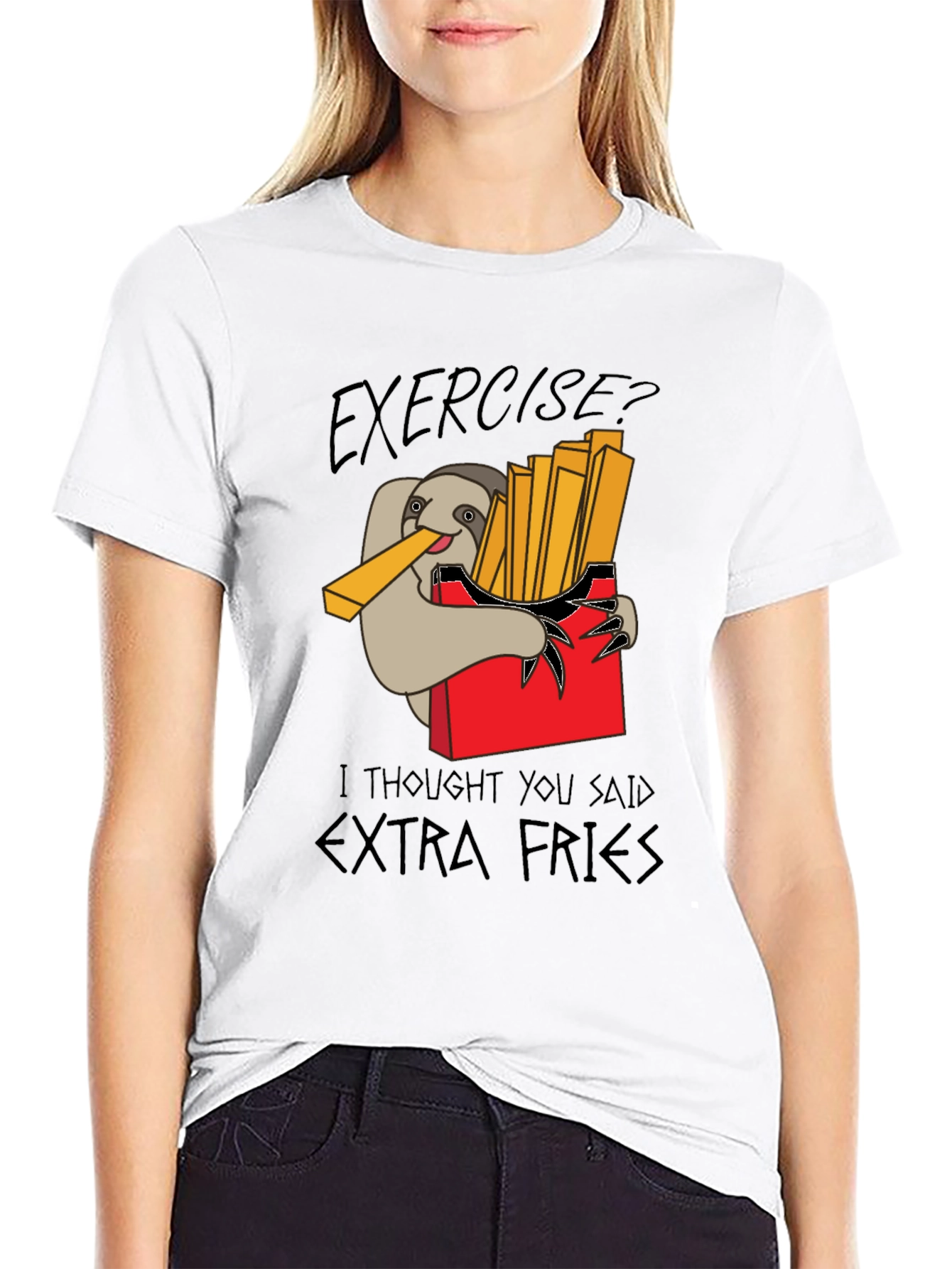 Exercise? Extra Fries Mens T-Shirt