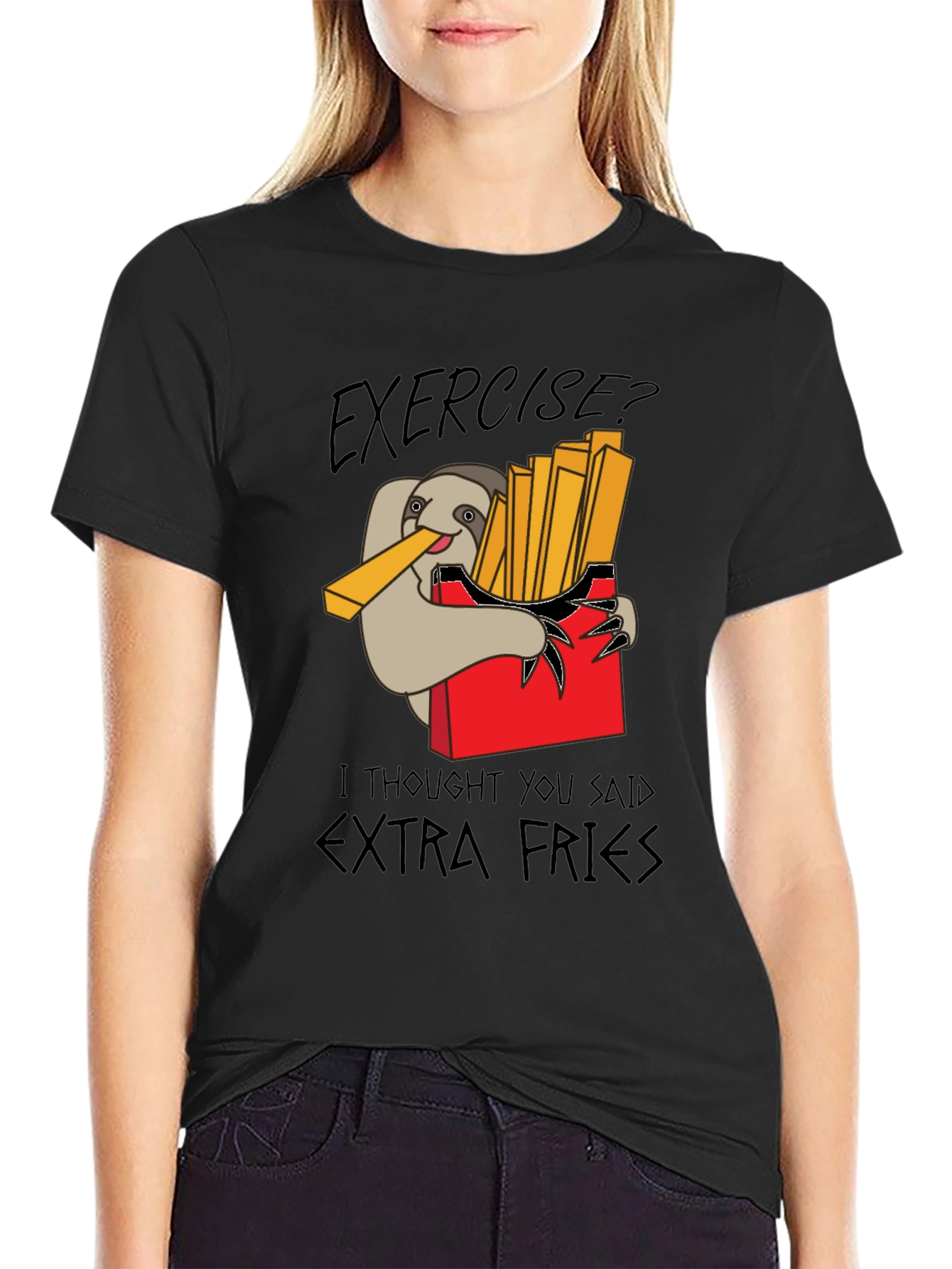 Exercise? Extra Fries Mens T-Shirt