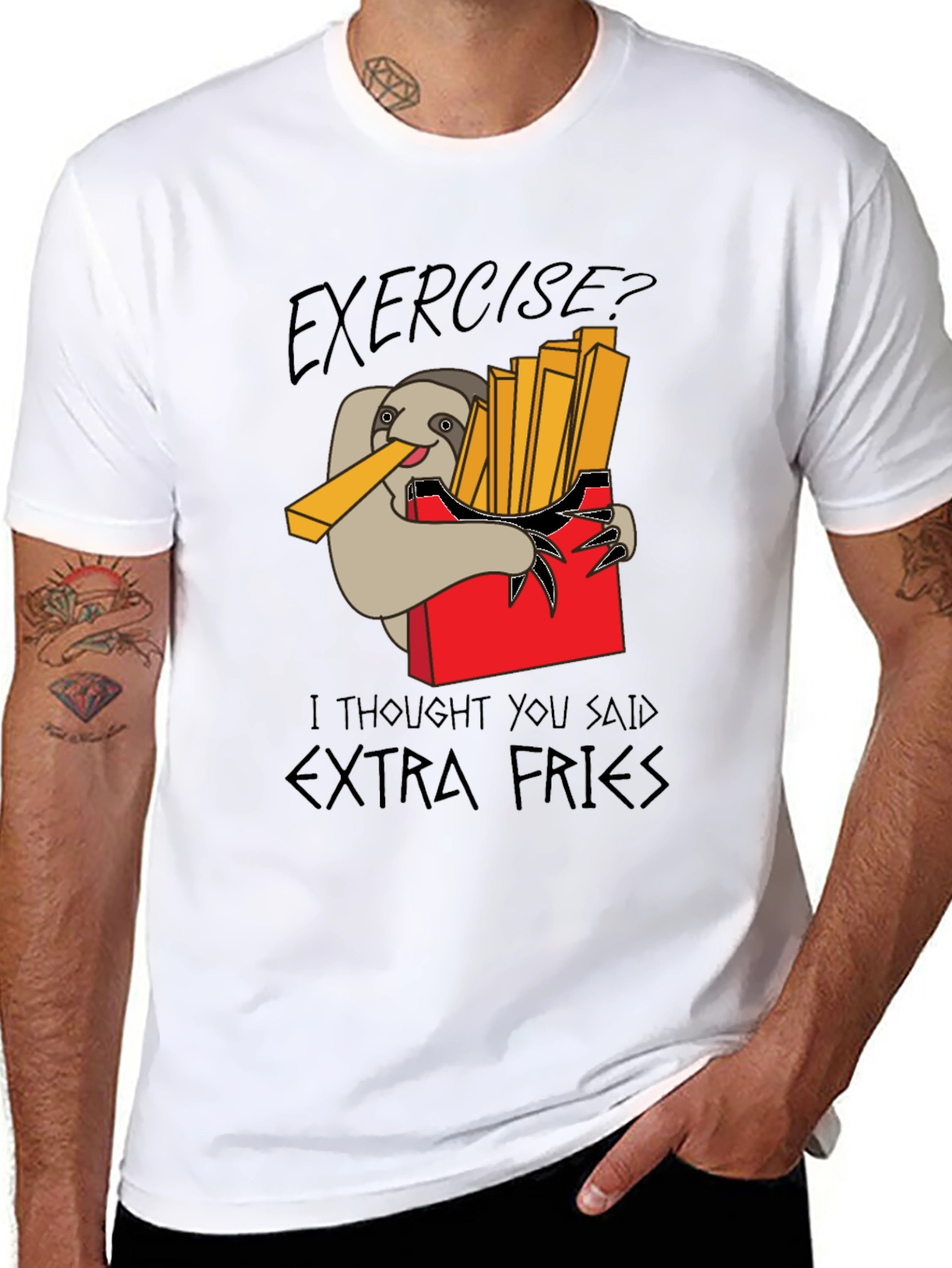 Exercise? Extra Fries Mens T-Shirt