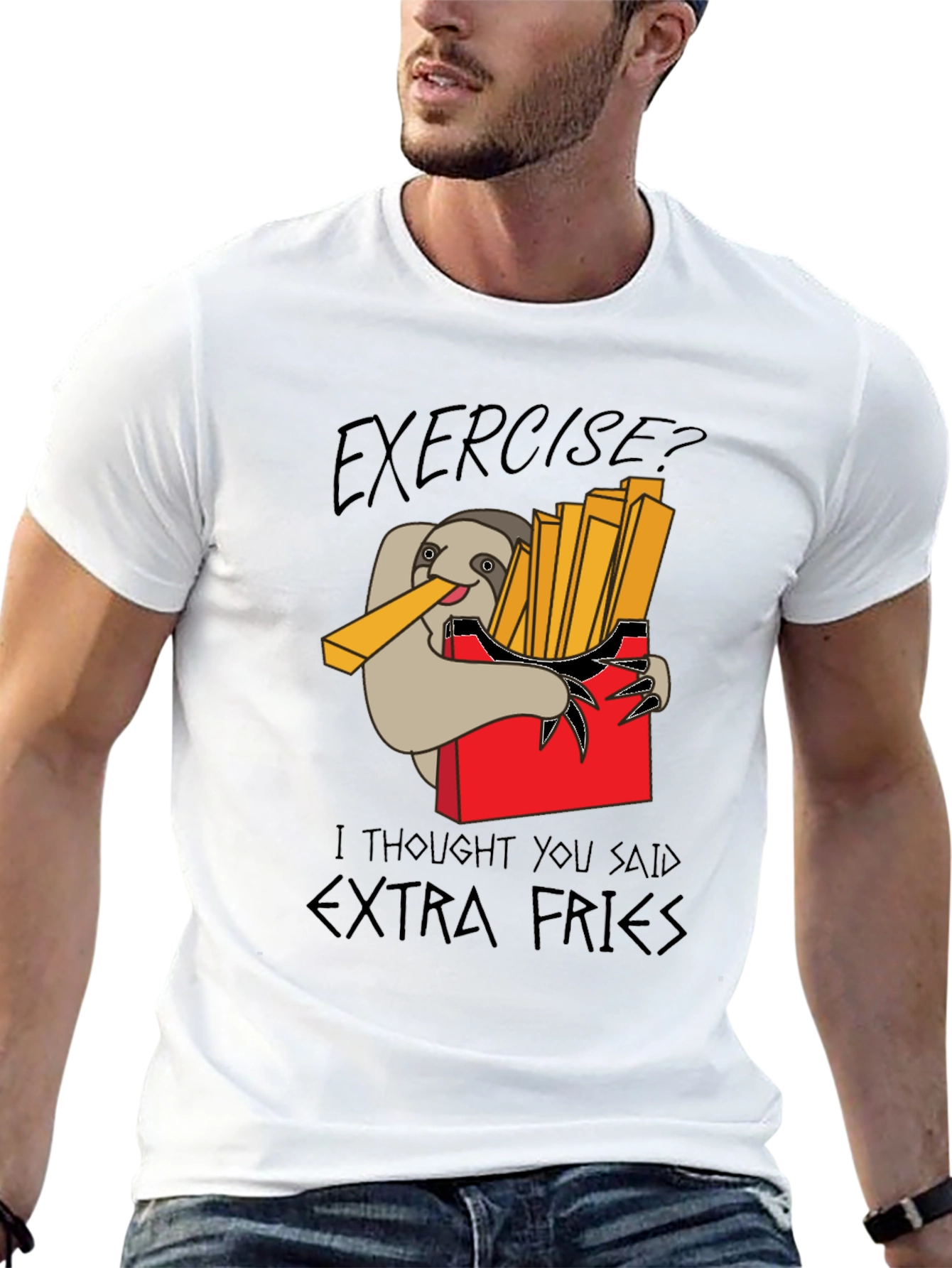 Exercise? Extra Fries Mens T-Shirt
