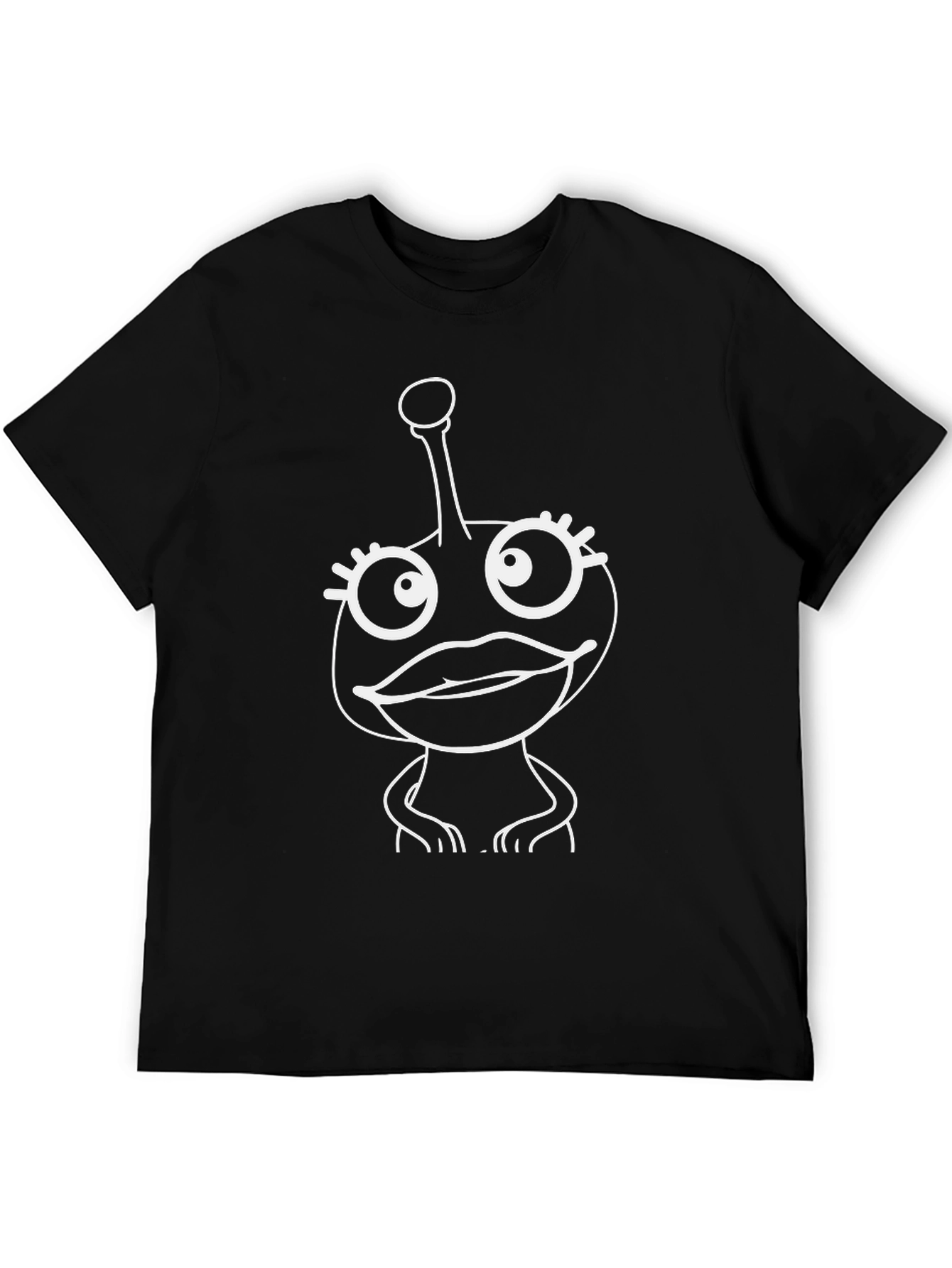 Fun Alien Graphic Tee - Black Cotton Blend