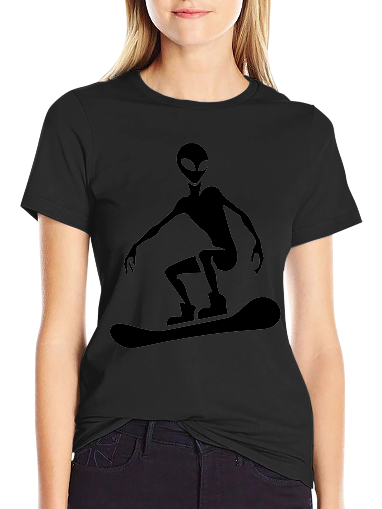 Alien Snowboarding T-Shirt - Black Graphic Tee