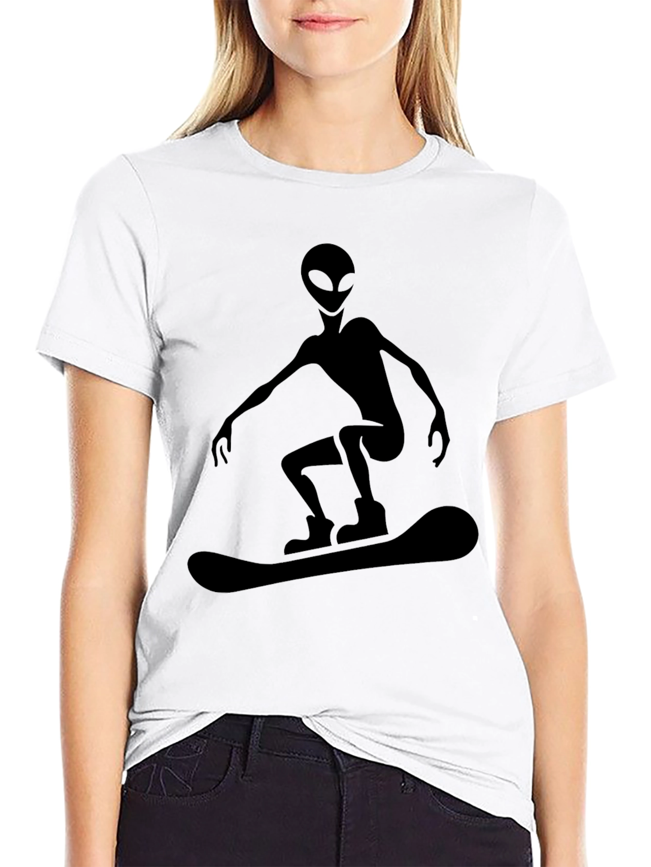 Alien Snowboarding T-Shirt - Black Graphic Tee