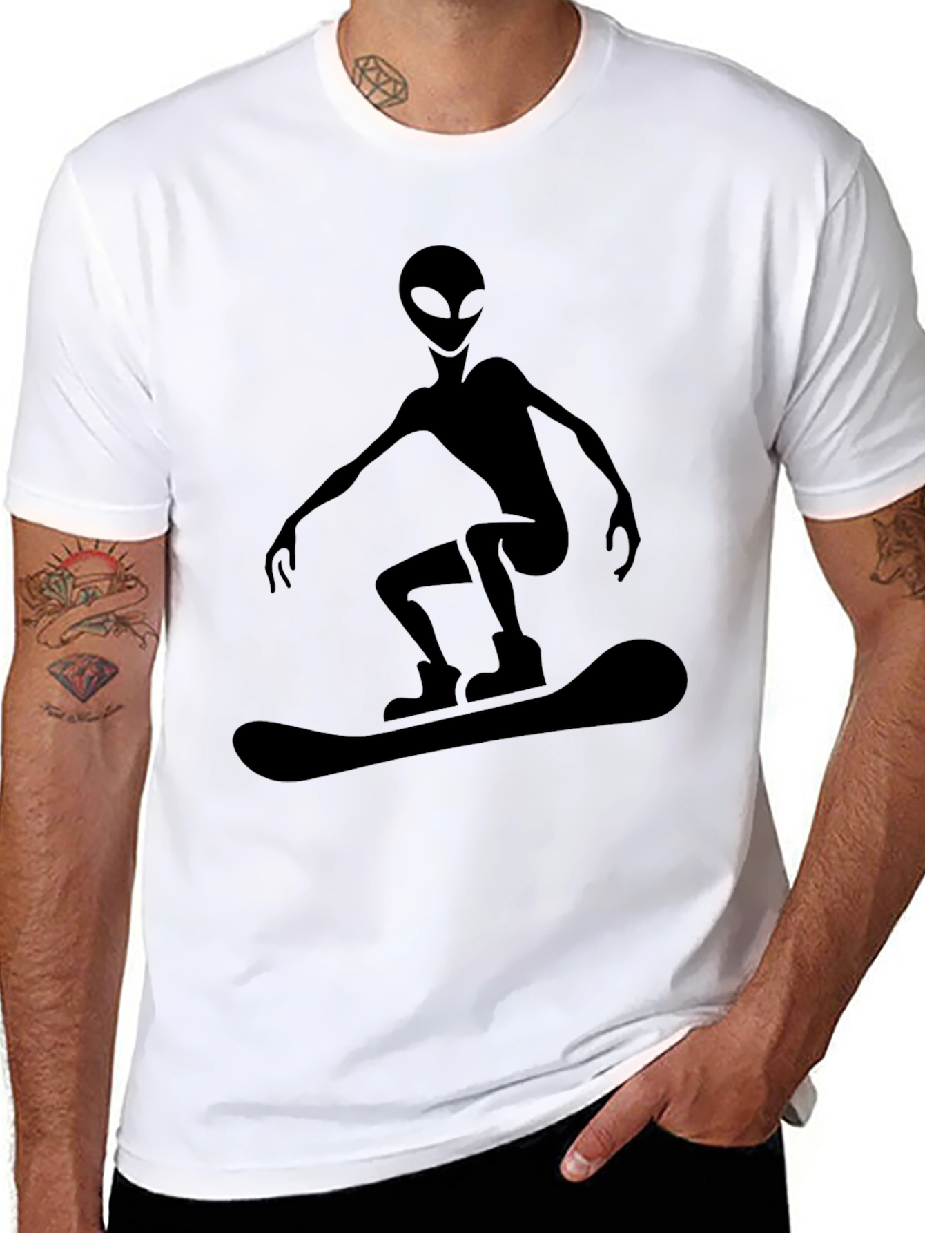Alien Snowboarding T-Shirt - Black Graphic Tee