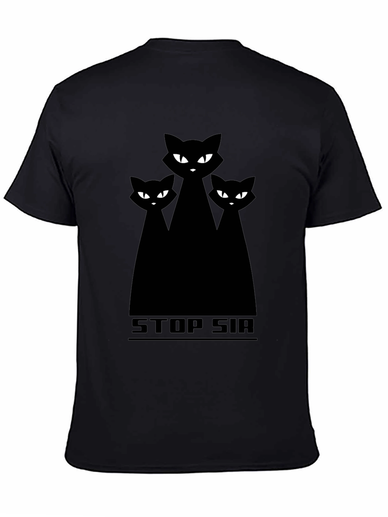 STOP SIR Three Black Cats Graphic T-Shirt