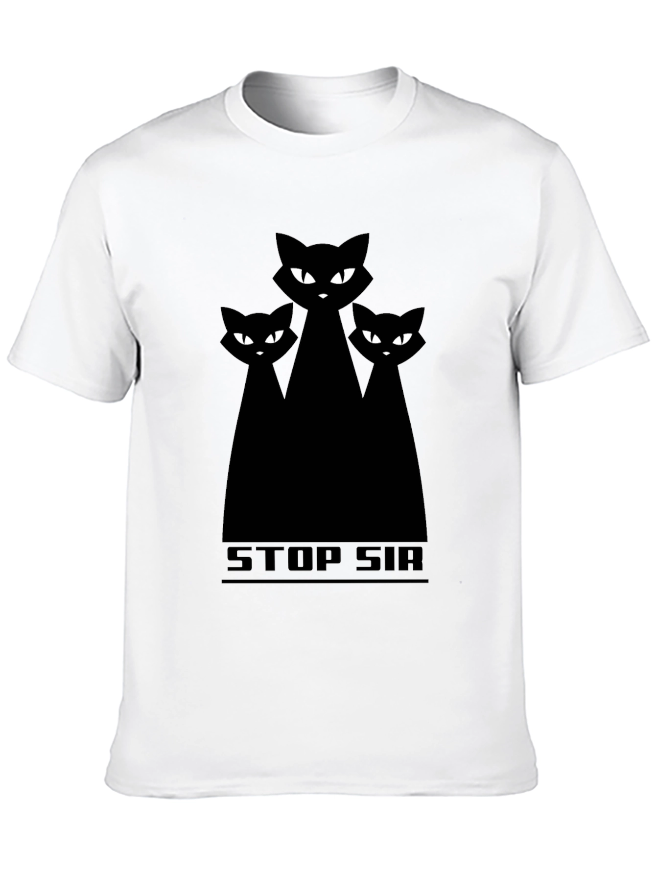 STOP SIR Three Black Cats Graphic T-Shirt