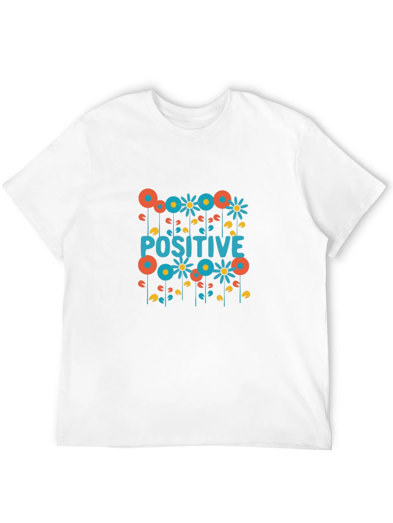 Positive Floral Graphic Tee - Black Cotton T-Shirt