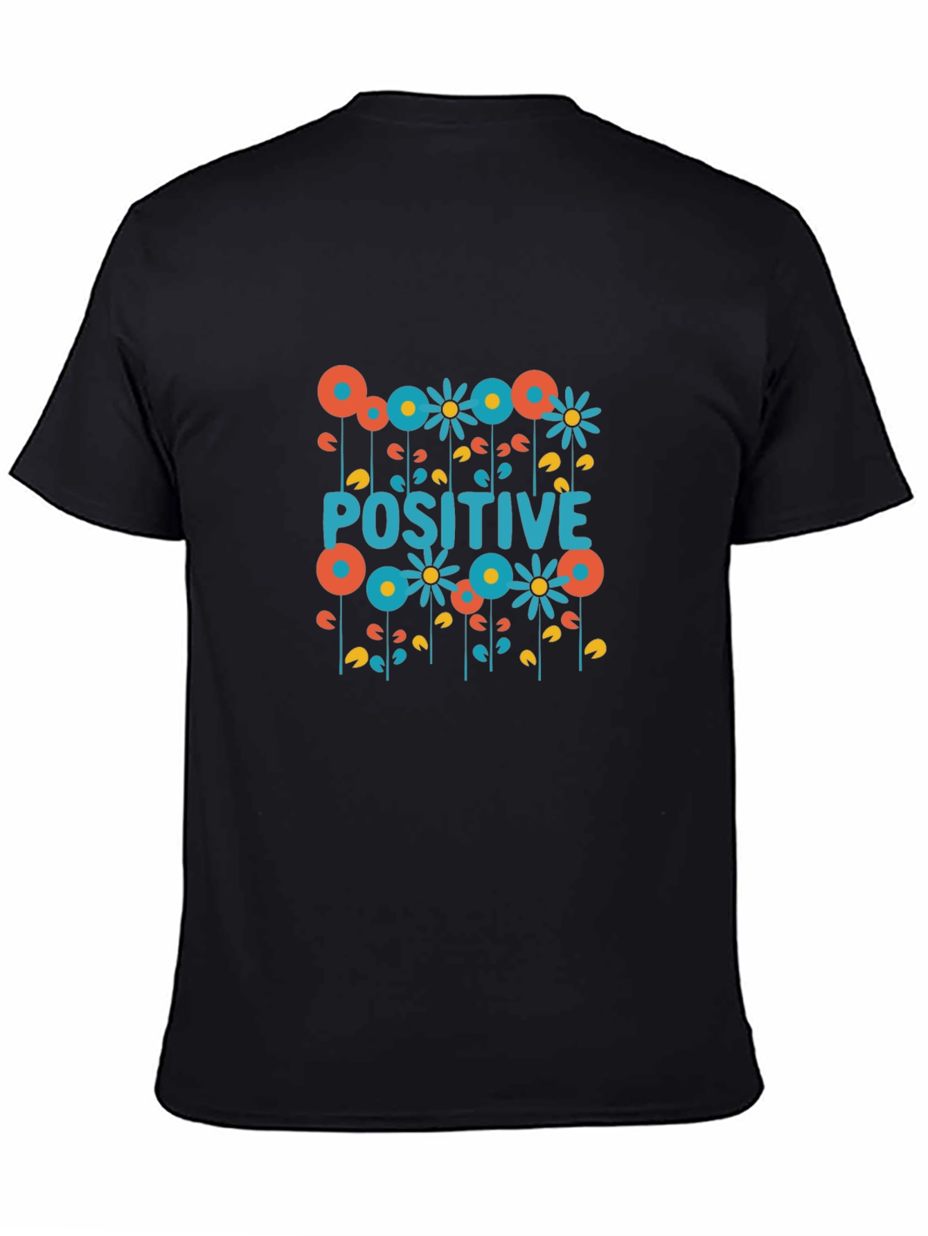 Positive Floral Graphic Tee - Black Cotton T-Shirt