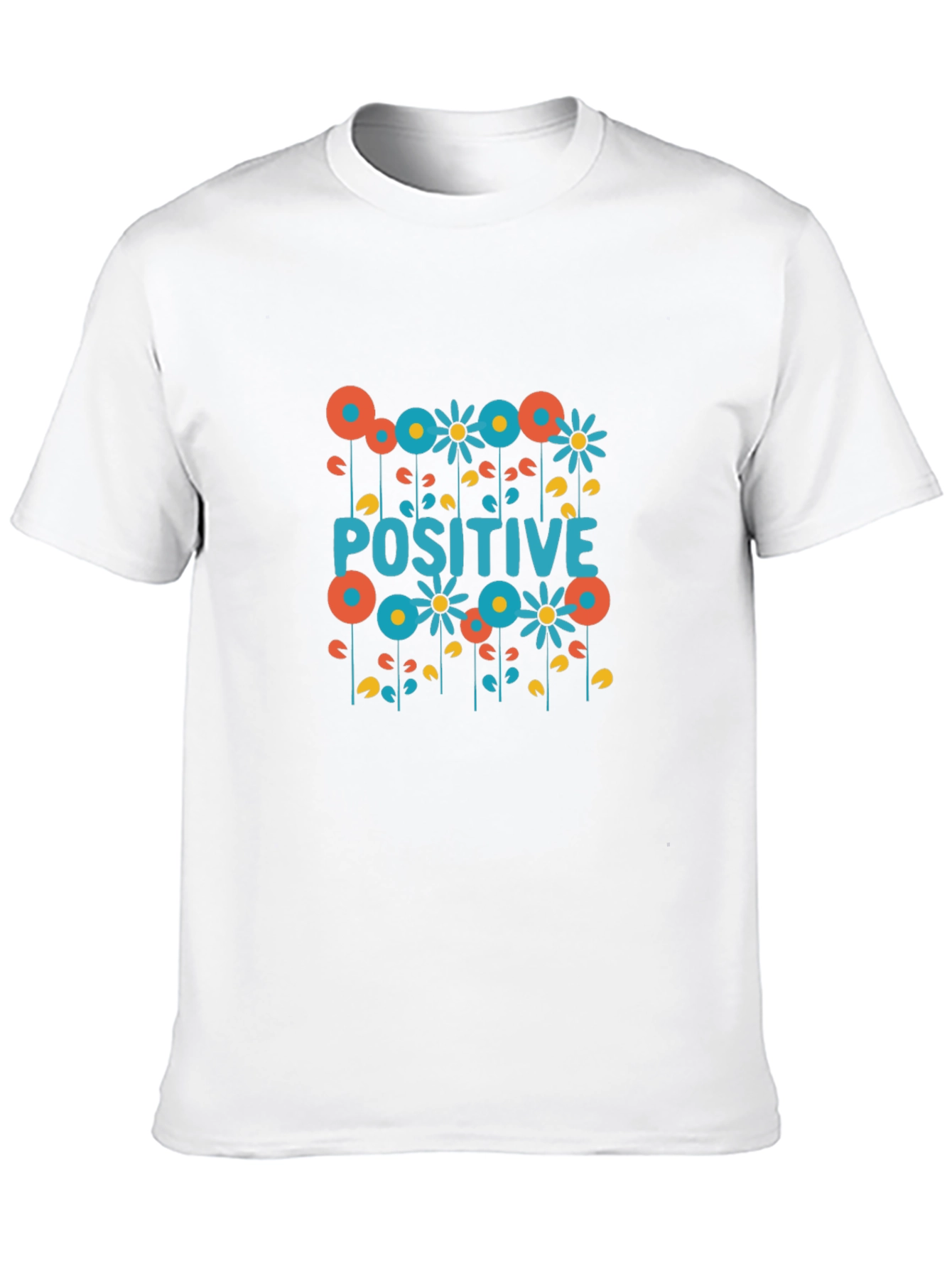 Positive Floral Graphic Tee - Black Cotton T-Shirt