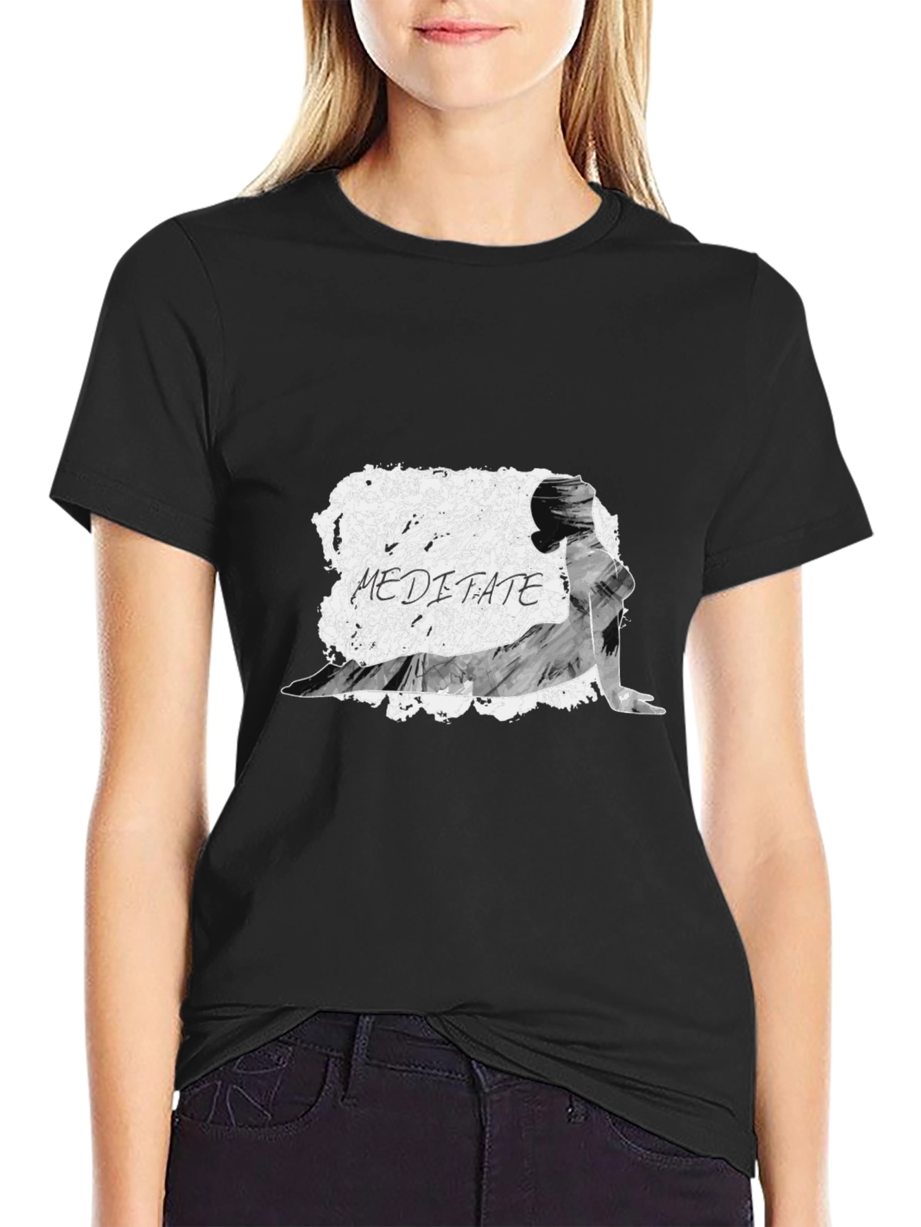 Meditate Graphic T-Shirt - Yoga Inspired Black Tee