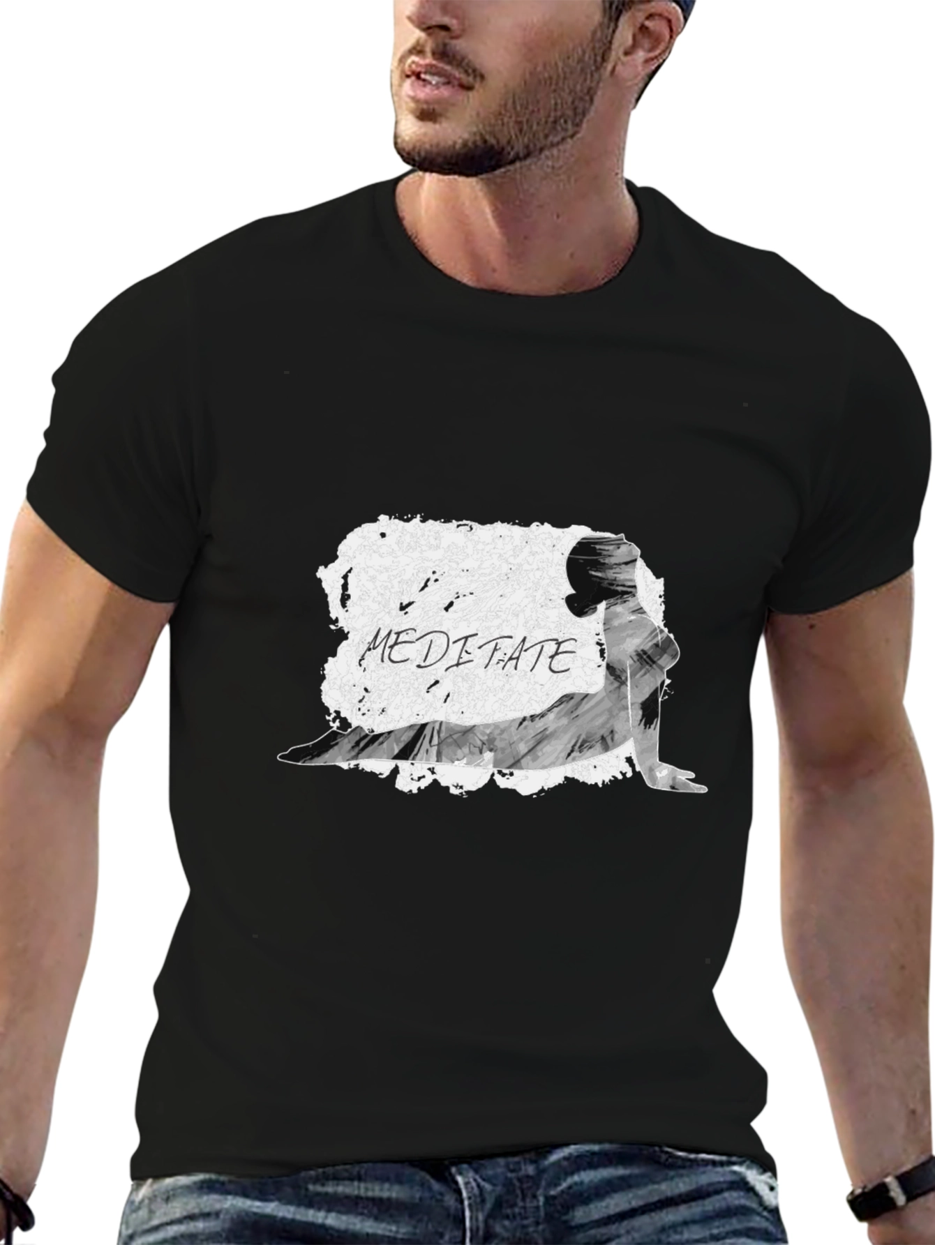 Meditate Graphic T-Shirt - Yoga Inspired Black Tee