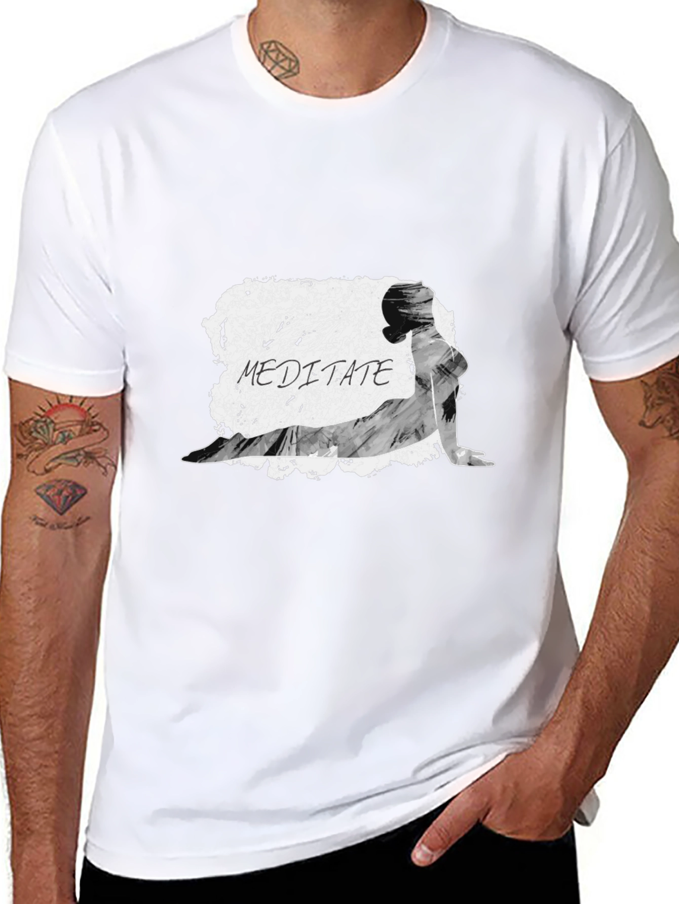 Meditate Graphic T-Shirt - Yoga Inspired Black Tee