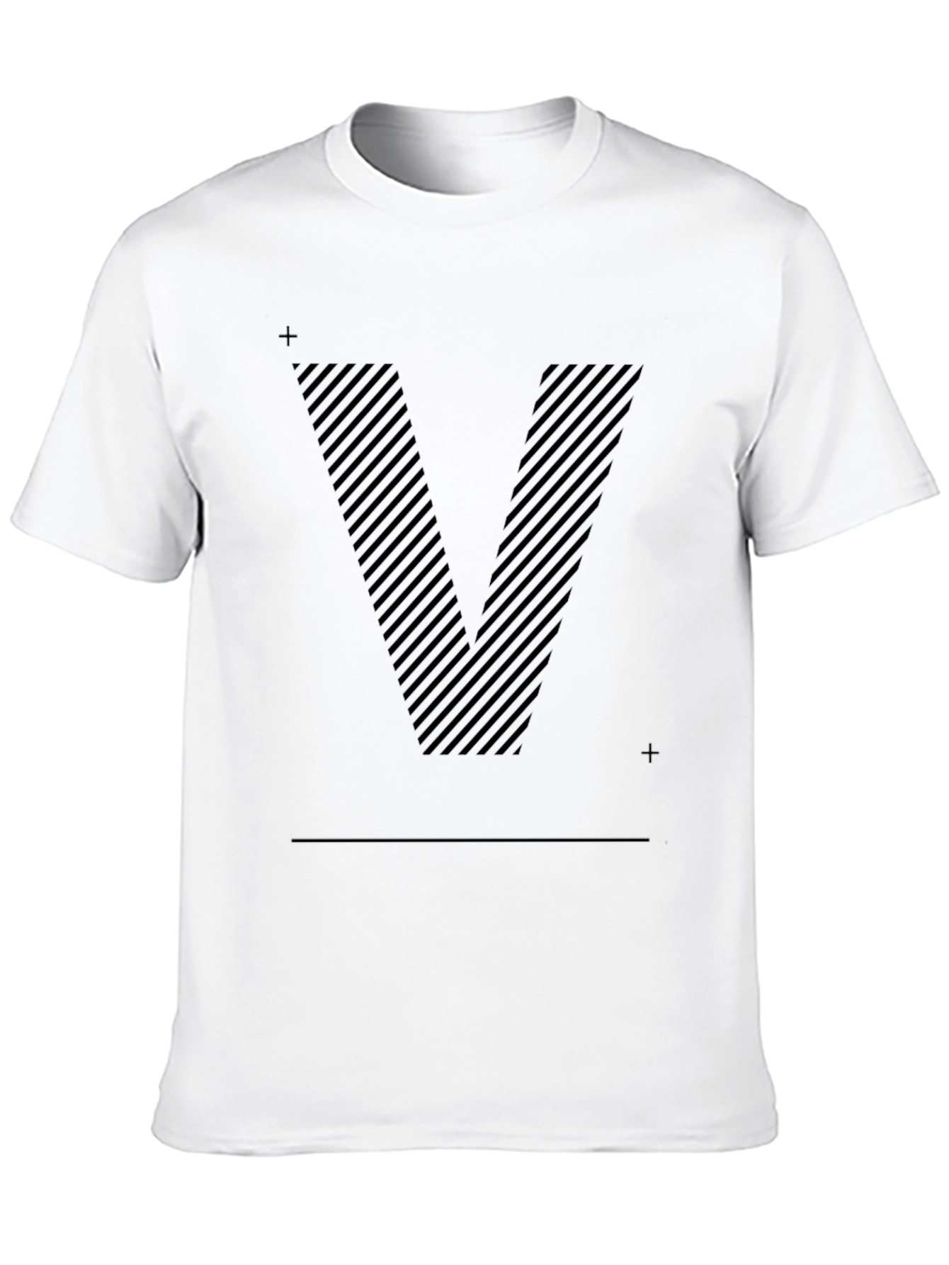 Striped V Graphic Black T-Shirt