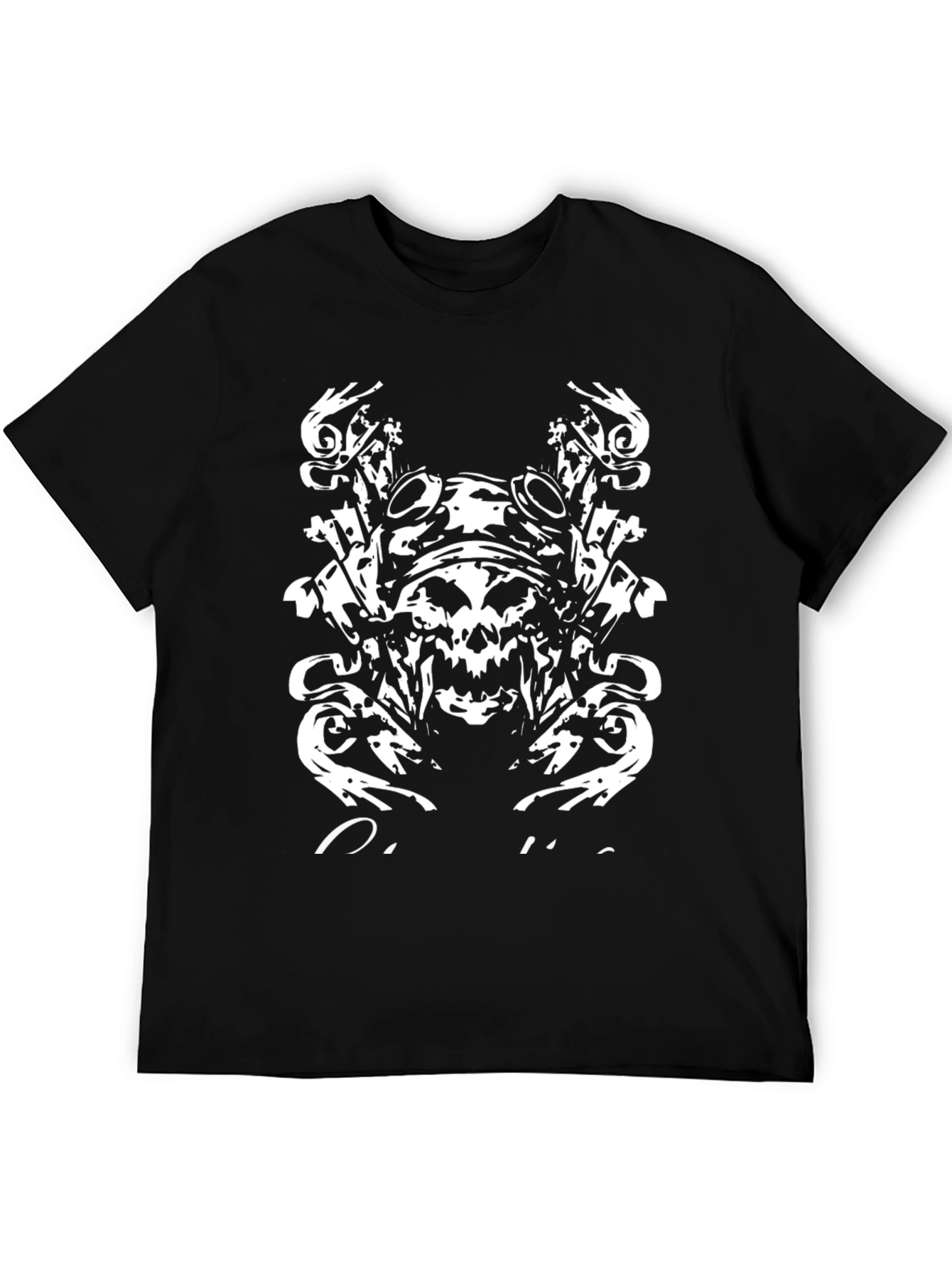 Skull Graphic Tee - Black Cotton
