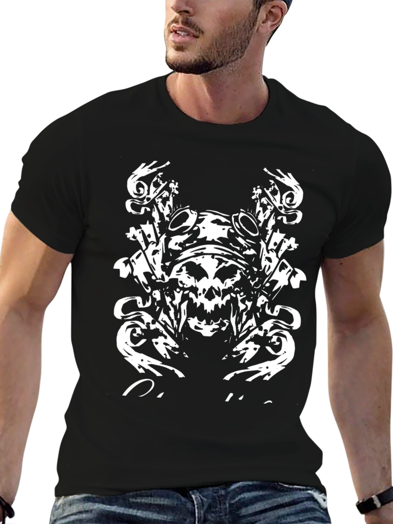 Skull Graphic Tee - Black Cotton