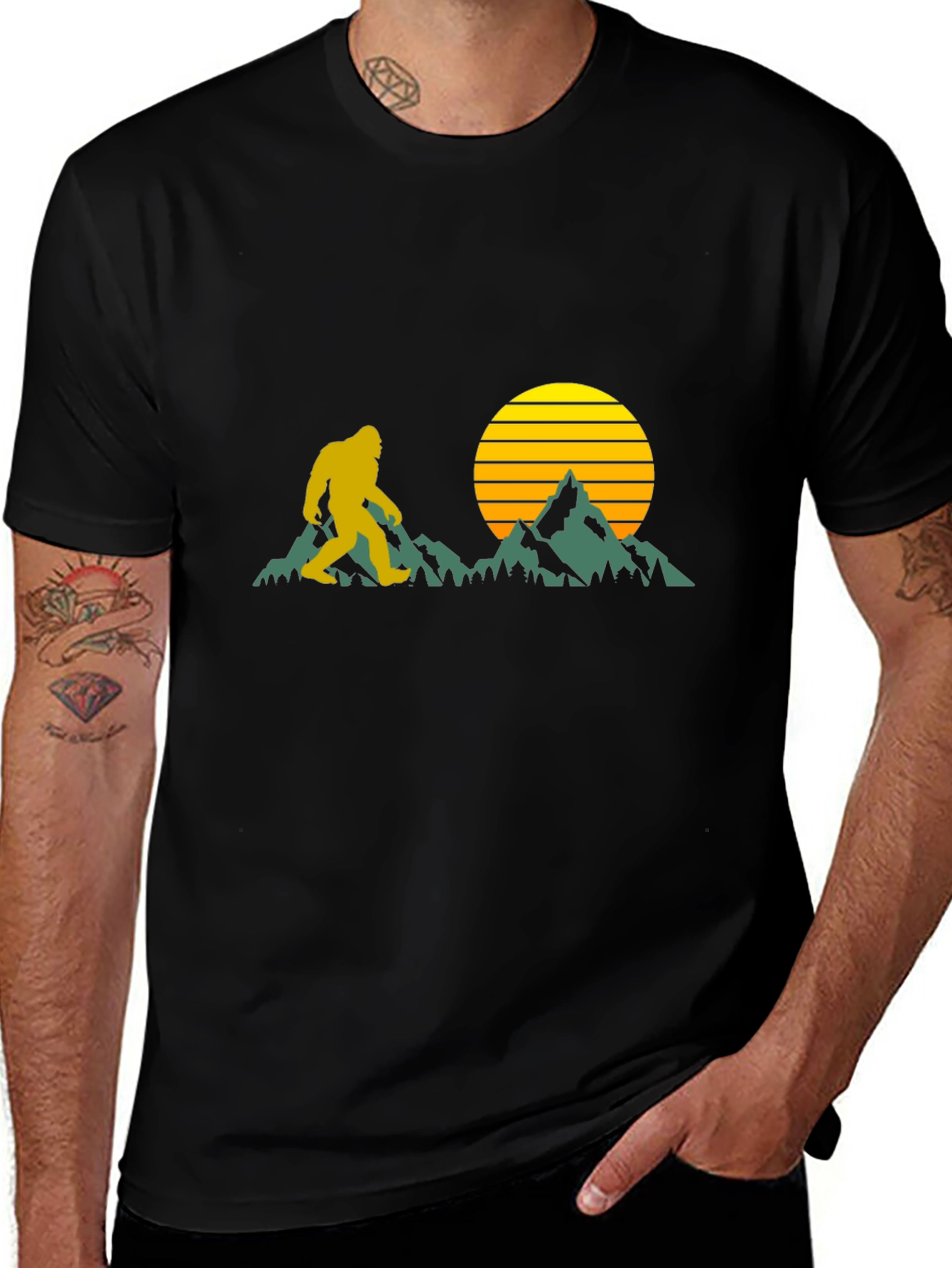 Bigfoot Sunset Black T-Shirt