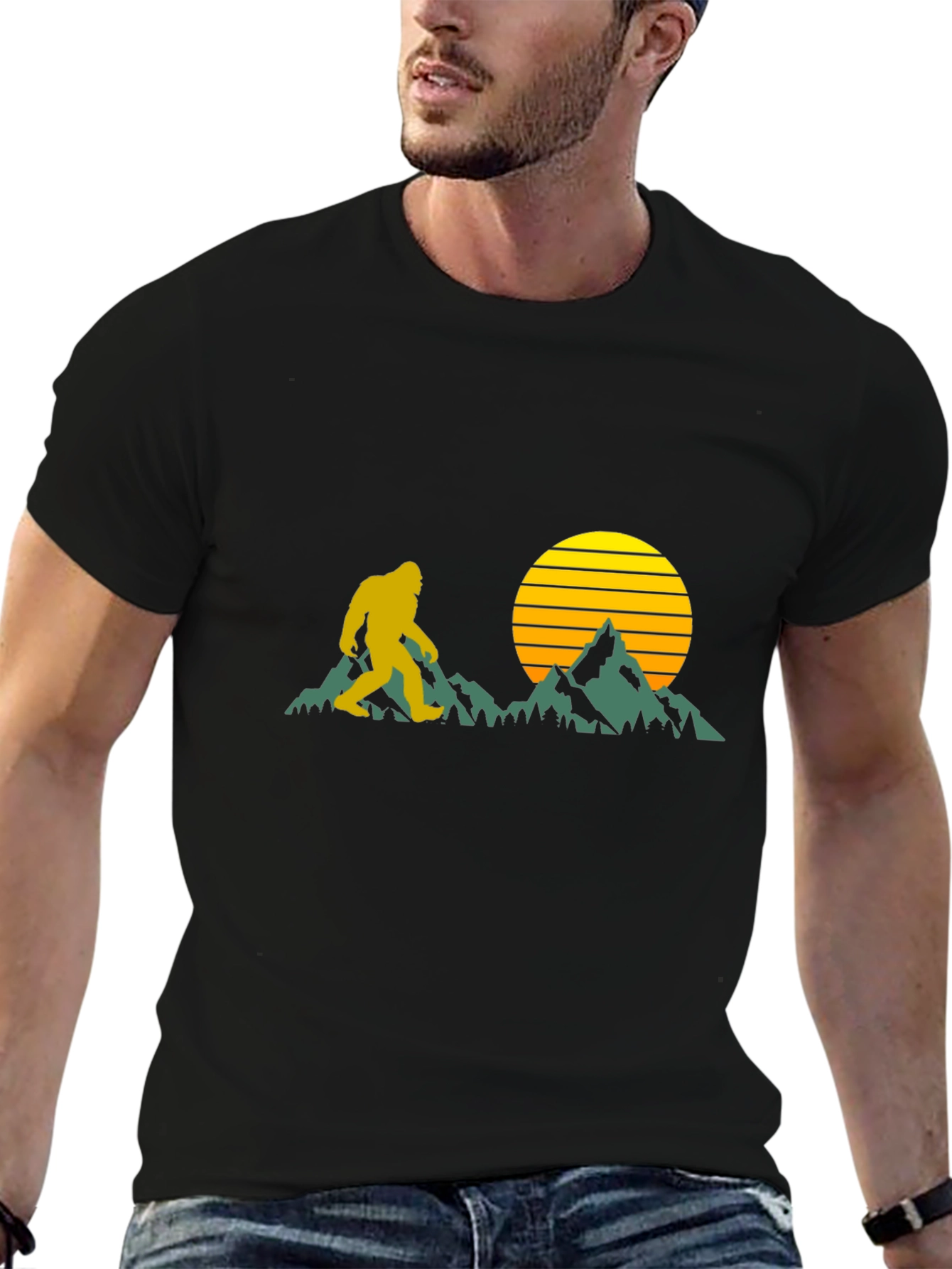 Bigfoot Sunset Black T-Shirt