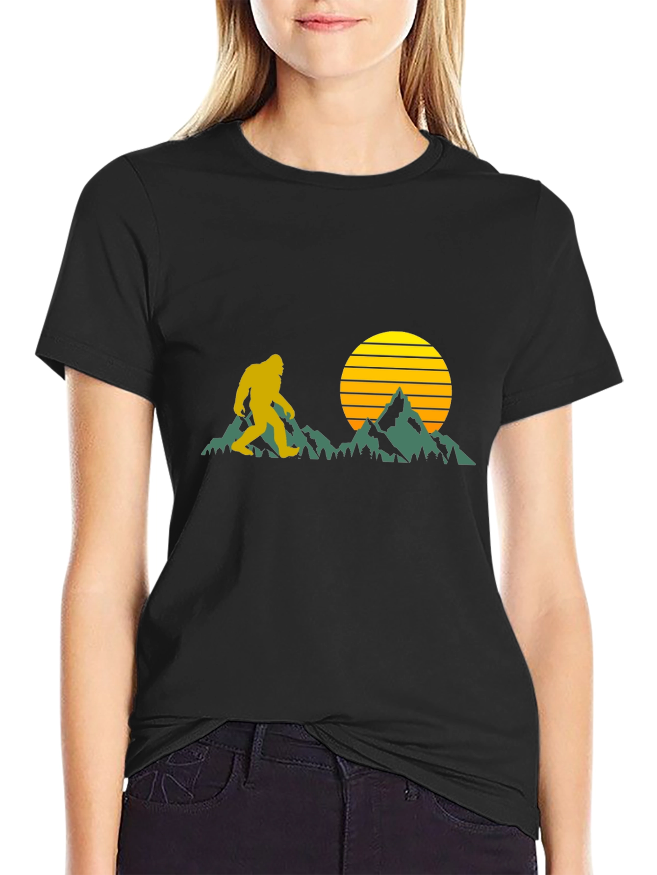 Bigfoot Sunset Black T-Shirt
