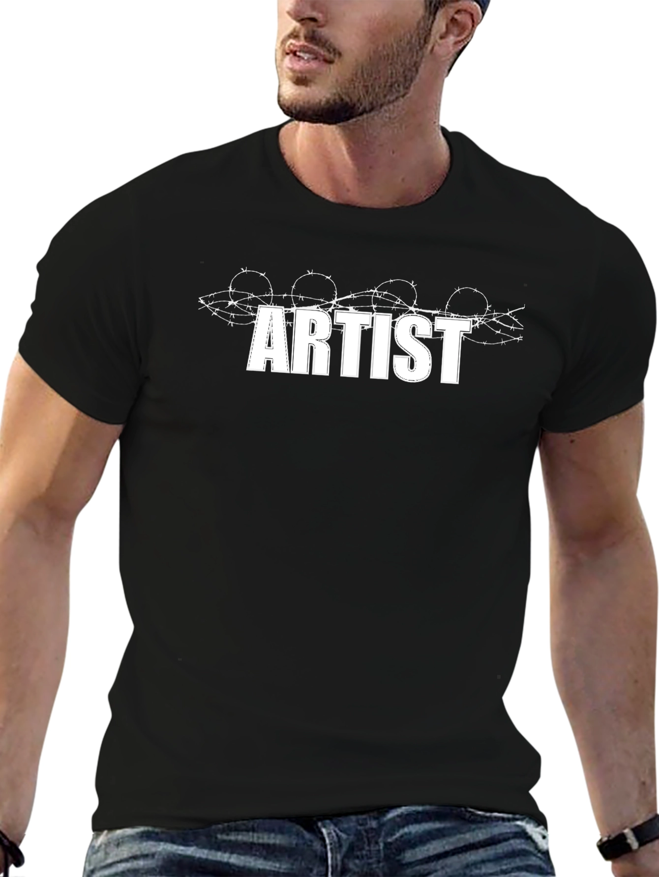 Artist Barbed Wire Graphic Tee - Mens Black T-Shirt