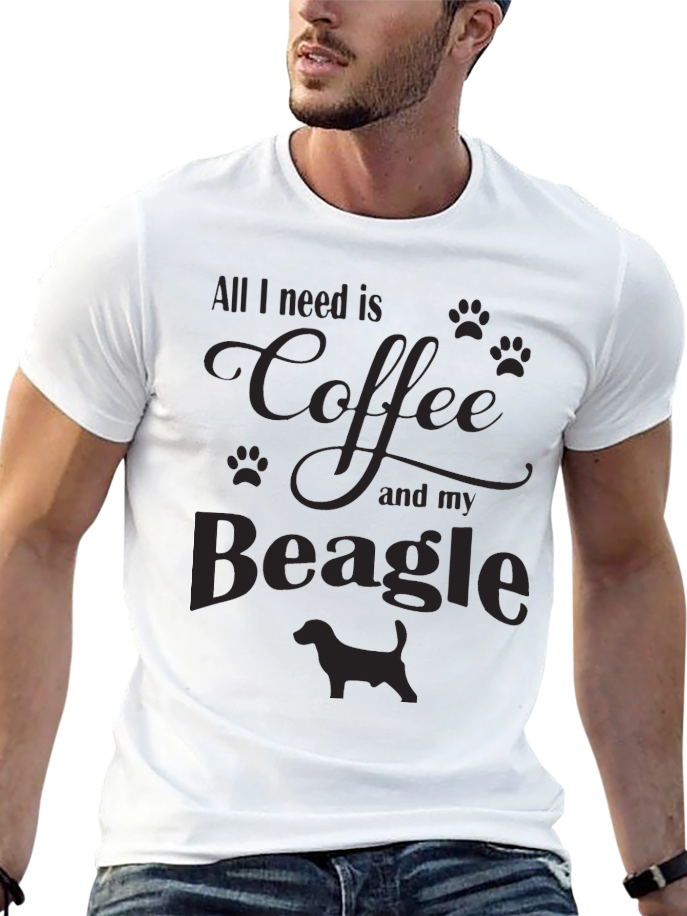 Coffee and Beagle Graphic Tee Shirt