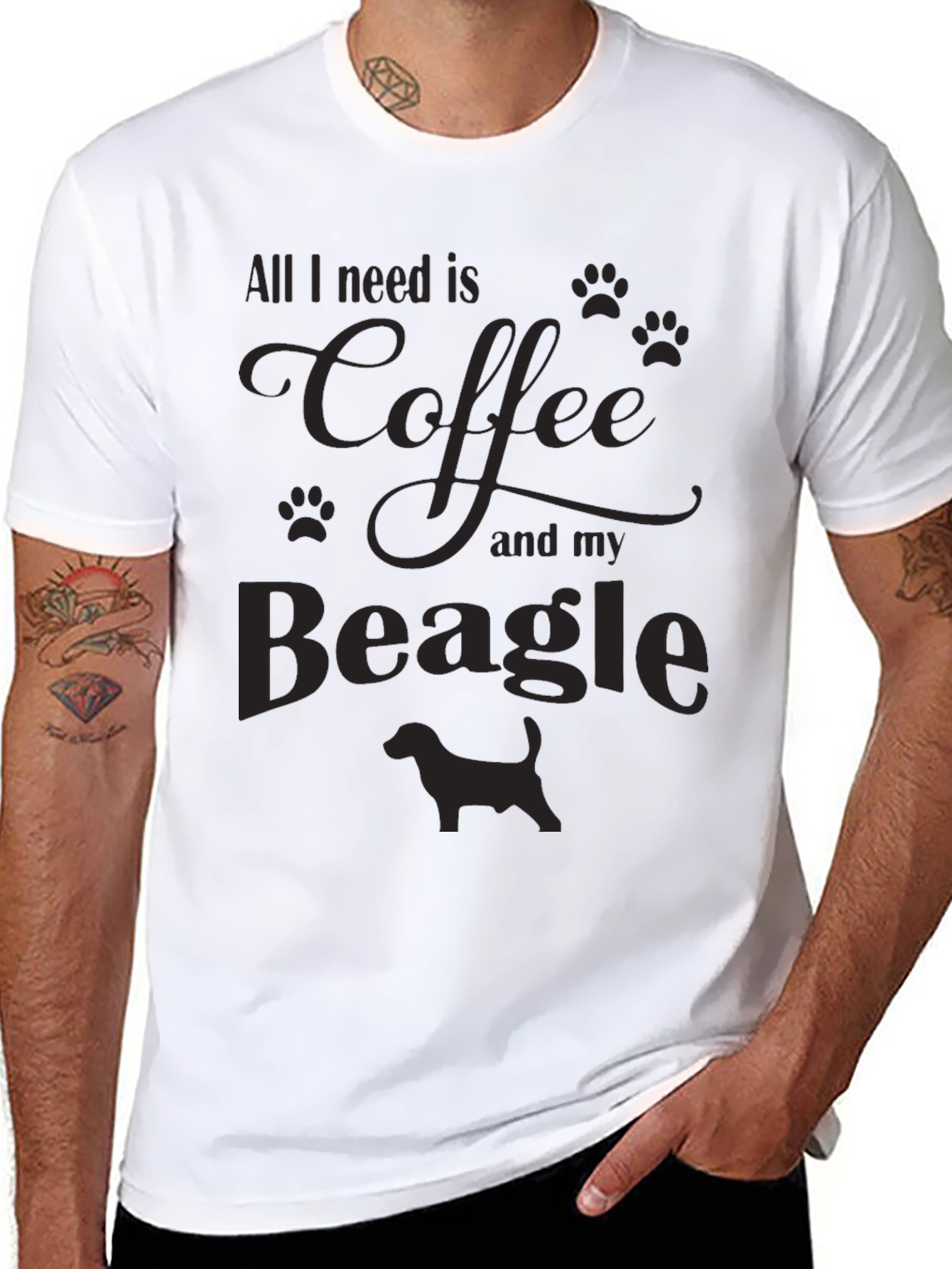Coffee and Beagle Graphic Tee Shirt