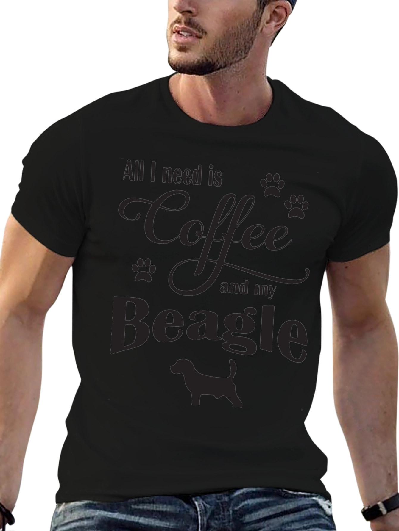 Coffee and Beagle Graphic Tee Shirt