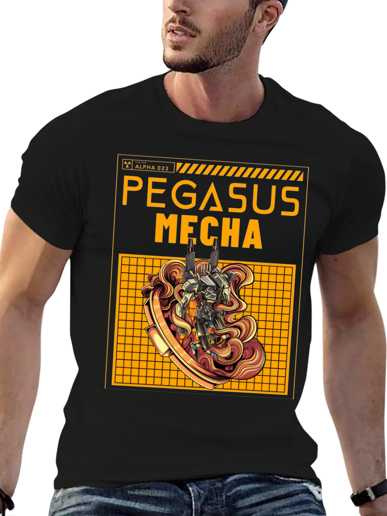 Pegasus Mecha Graphic Tee - Sci-Fi Robot T-Shirt