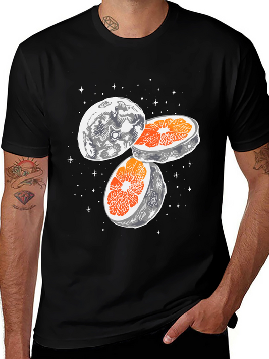 Celestial Citrus Tee - Moon & Orange Graphic Shirt