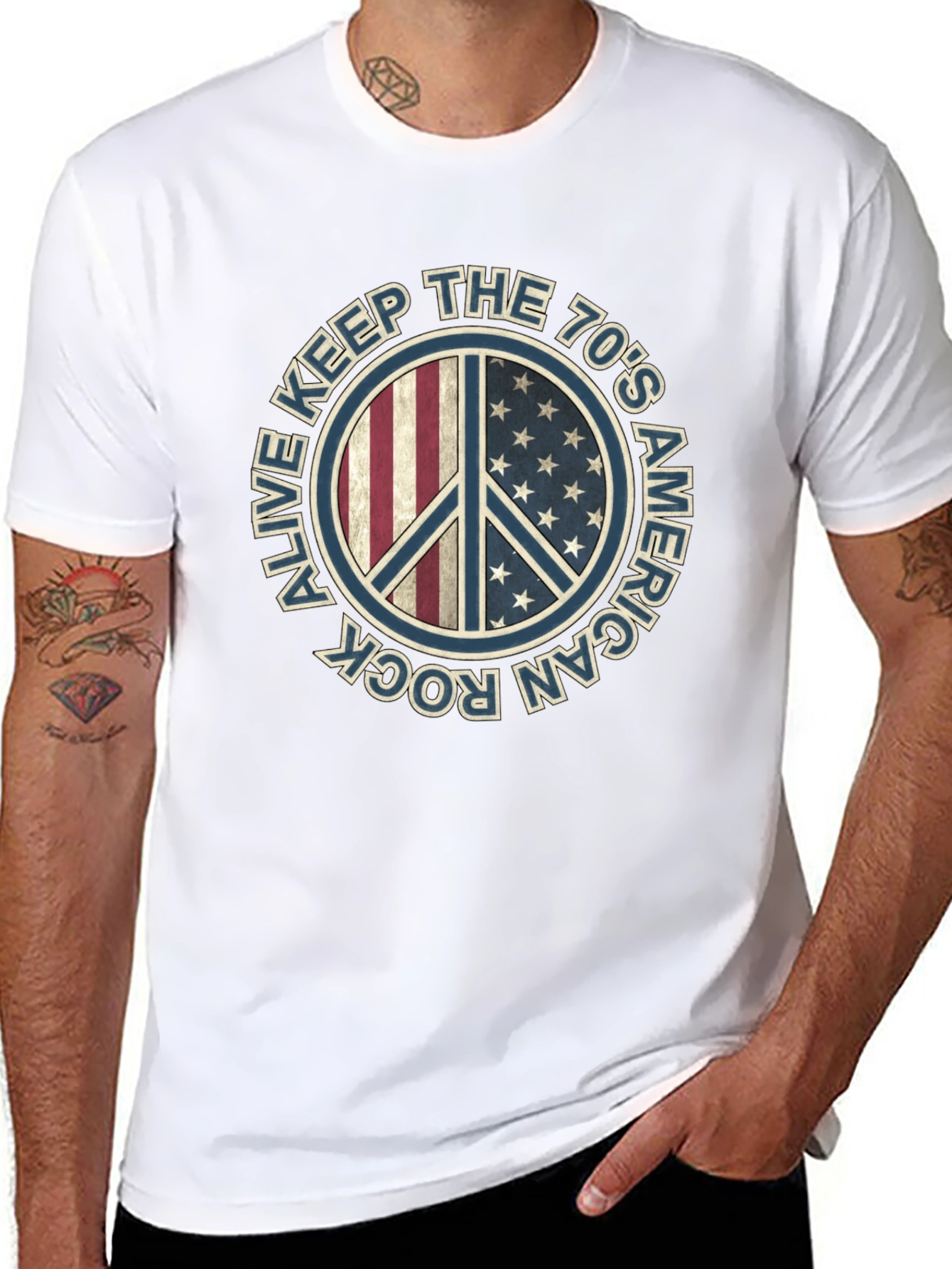 Keep The 70s Alive T-Shirt Peace Sign American Rock