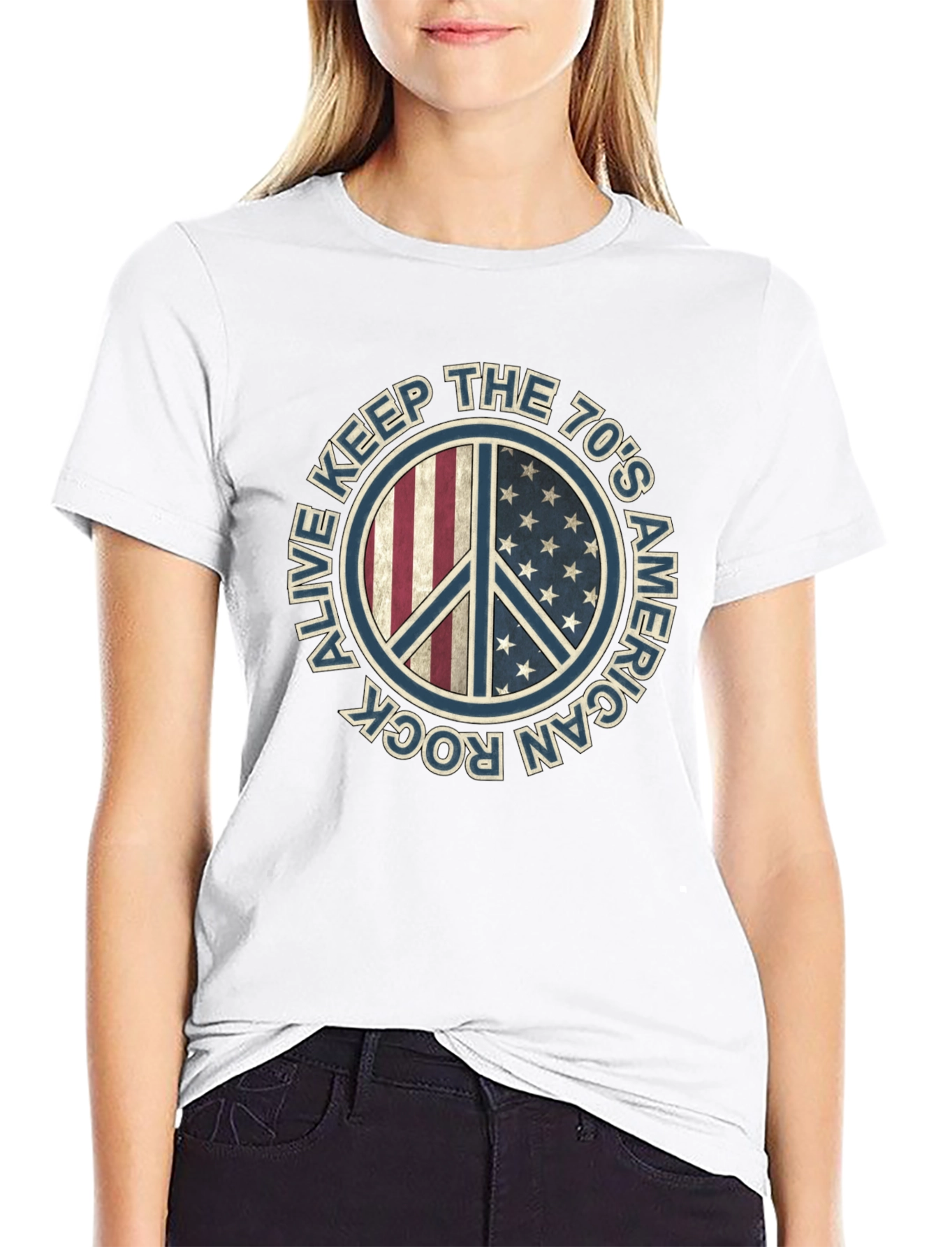 Keep The 70s Alive T-Shirt Peace Sign American Rock