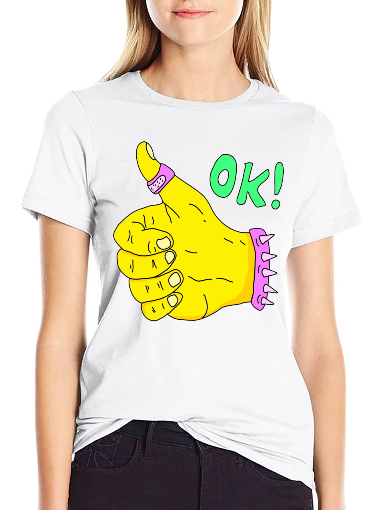 Thumbs Up OK! Graphic T-Shirt - Black