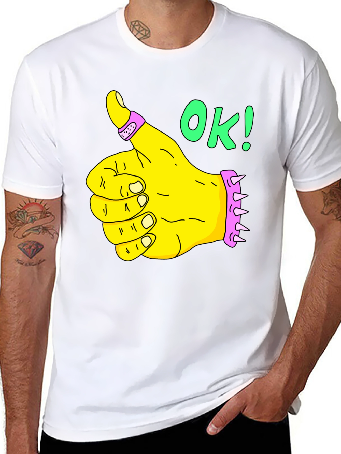 Thumbs Up OK! Graphic T-Shirt - Black