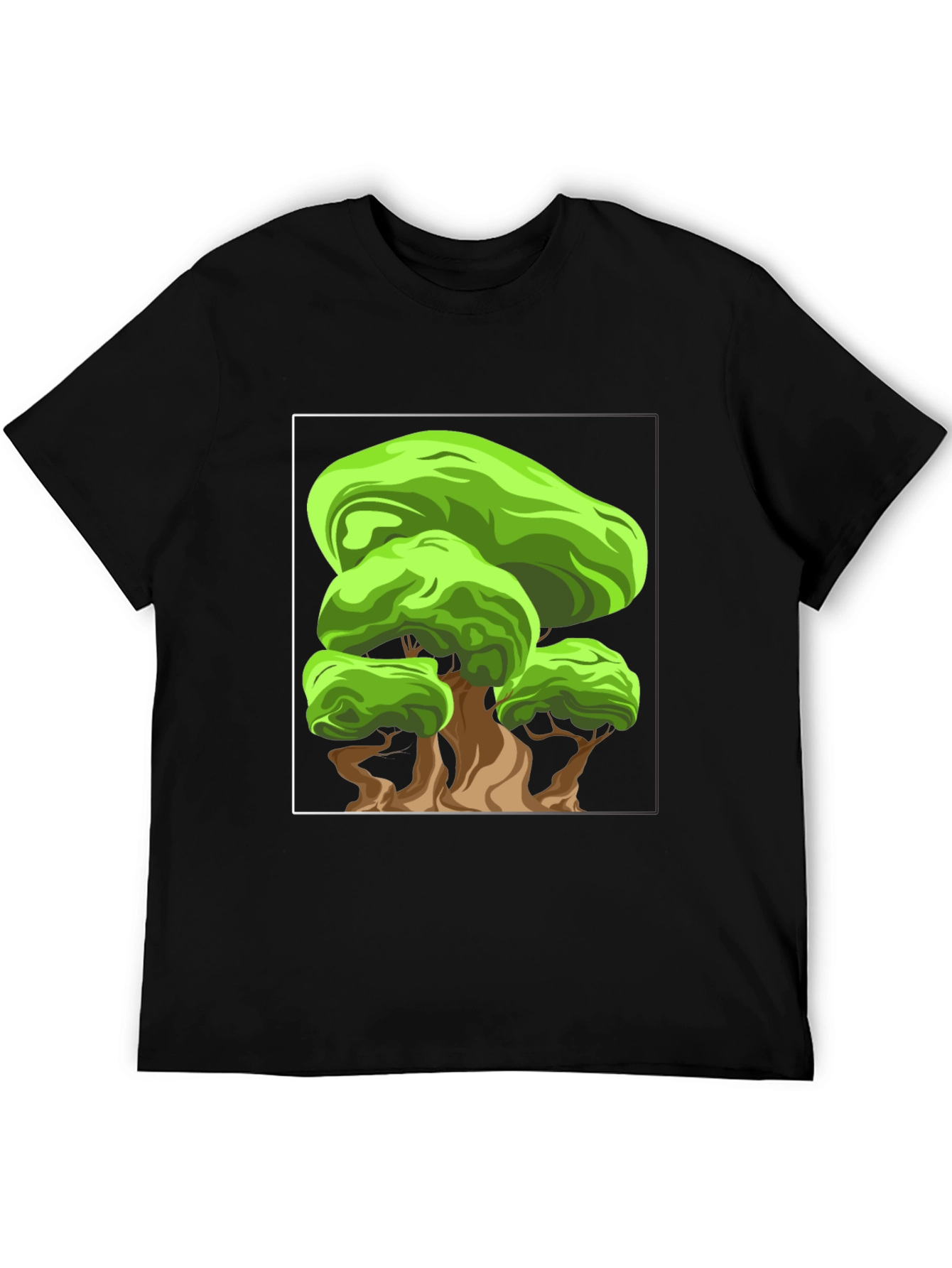 Cartoon Tree Graphic Black T-Shirt
