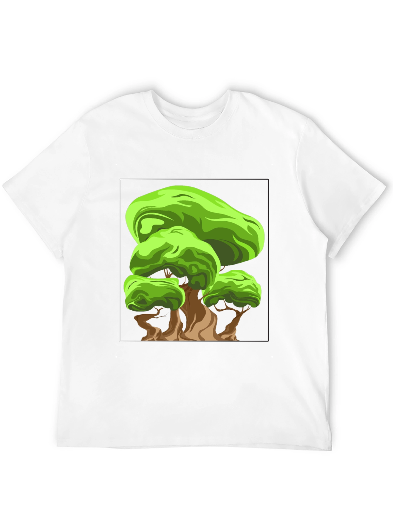 Cartoon Tree Graphic Black T-Shirt