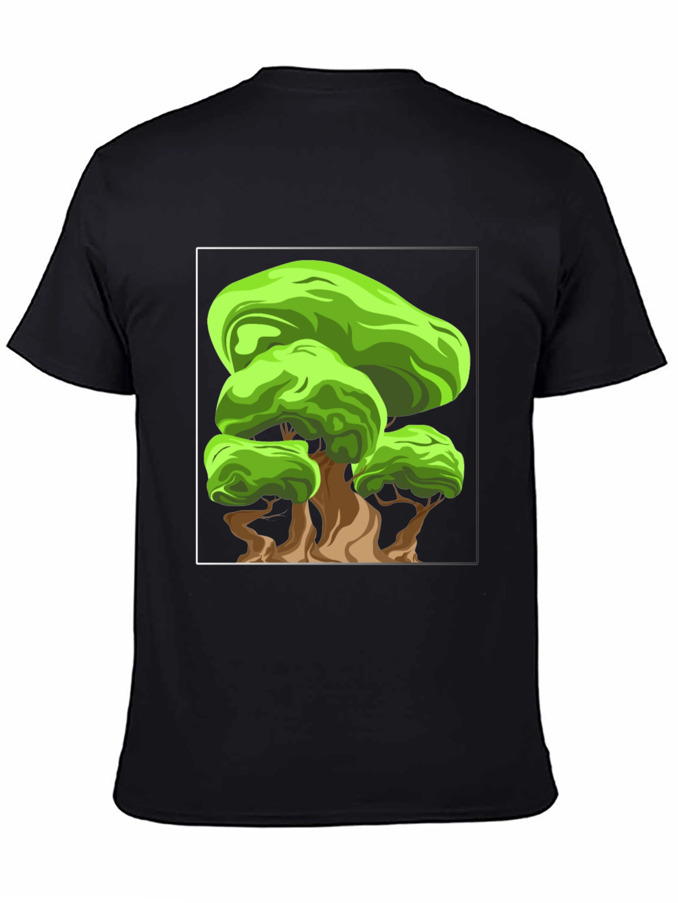 Cartoon Tree Graphic Black T-Shirt