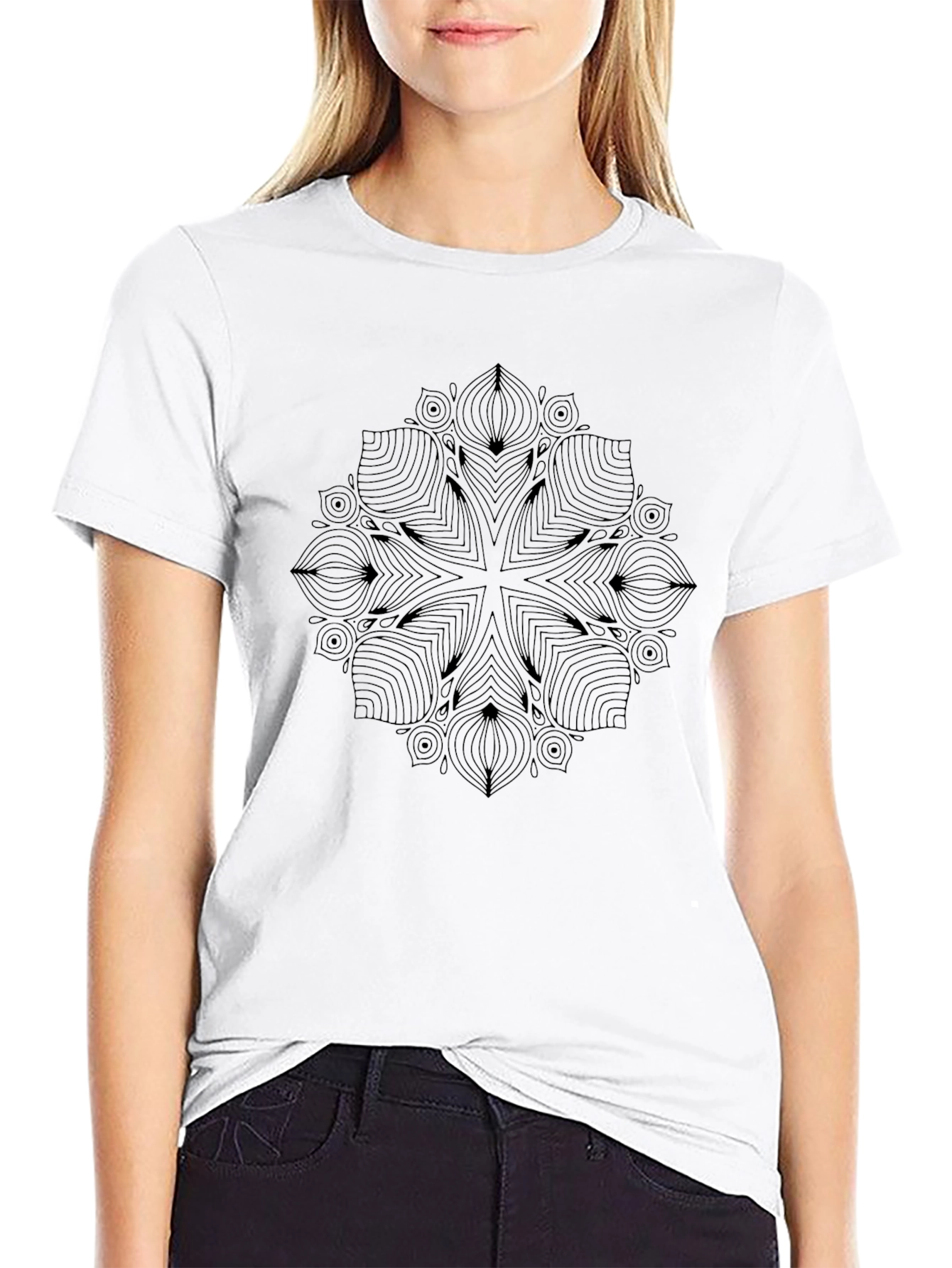 Abstract Mandala Graphic Black T-Shirt